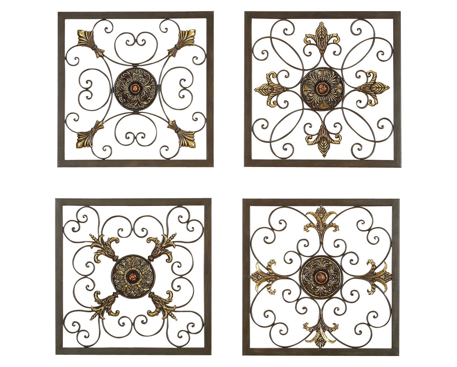 Tuscan Grilles Metal Wall Panels Set Art As Decor Decoration In Ornate Scroll Wall Decor (Photo 24 of 30)