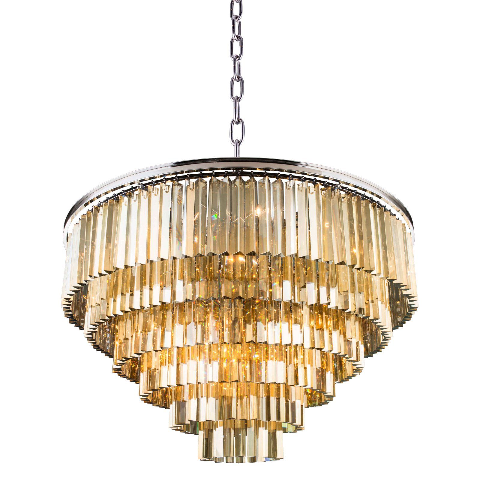 Urban Classic Sydney Collection 44 In. Chandelier Golden For Benedetto 5 Light Crystal Chandeliers (Photo 19 of 30)