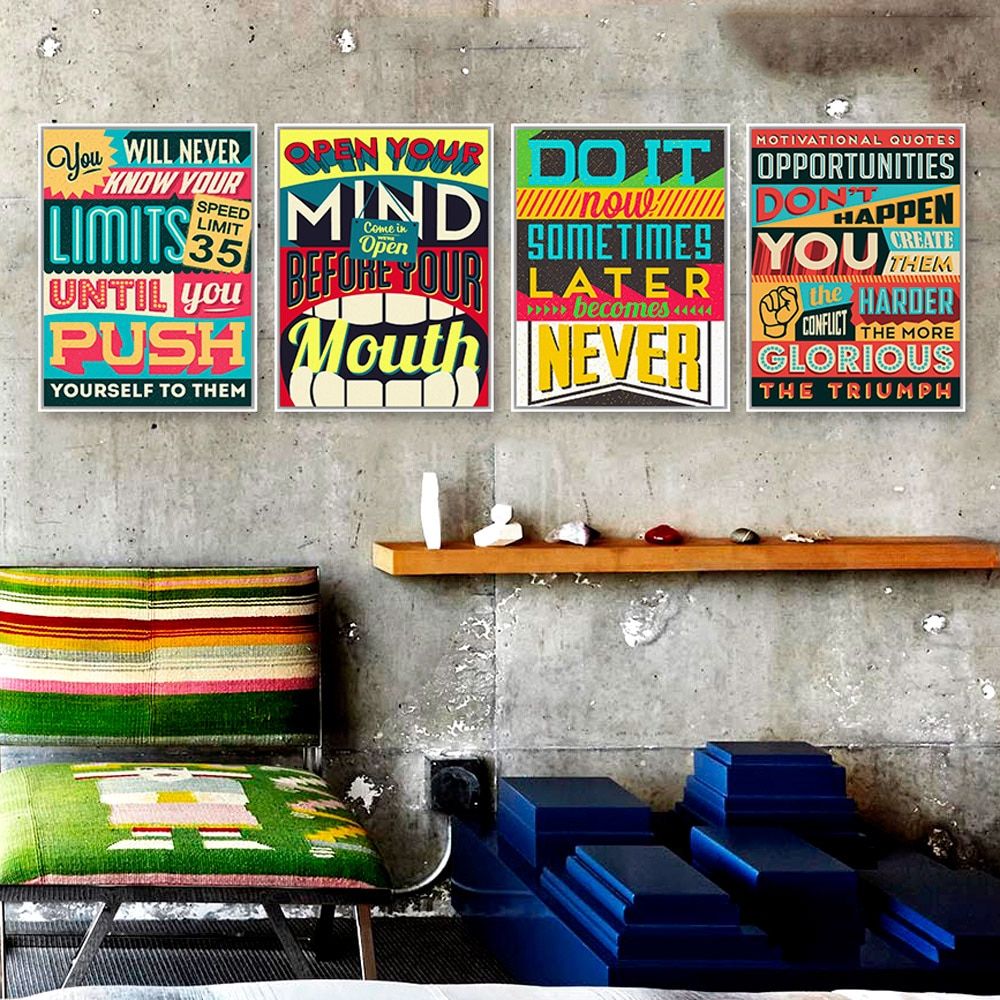 Us $3.46 45% Off|inspiration Typography Motivation Quotes Vintage Poster  Print Hippie Wall Art Picture Modern Bar Home Decor Canvas Painting Gift In With Regard To Rectangle Like Yourself Inspirational Typography Wall Plaque (Photo 8 of 30)