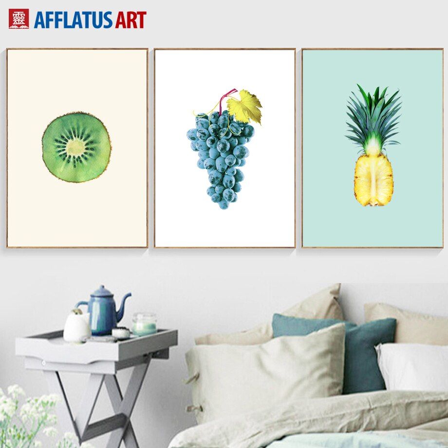Us $3.99 28% Off|kiwi Grapes Pineapple Wall Art Canvas Painting Posters And  Prints Nordic Poster Wall Pictures For Living Room Kitchen Wall Decor In Regarding Pineapple Wall Decor (Photo 18 of 30)