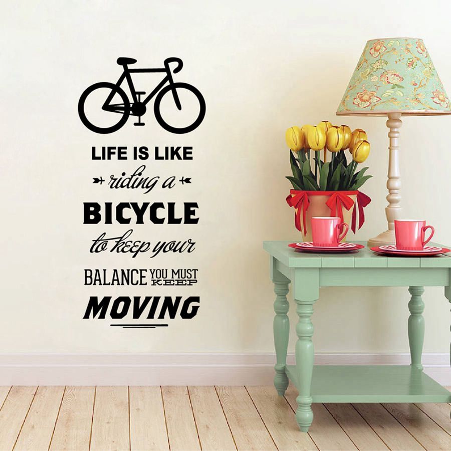 Us $4.19 30% Off|life Is Like Riding A Bicycle Quote Bike Sport Diy Vinyl  Art Wall Decor Stickers Wallpapers Home Decoration In Wall Stickers From Regarding Bike Wall Decor (Photo 24 of 30)