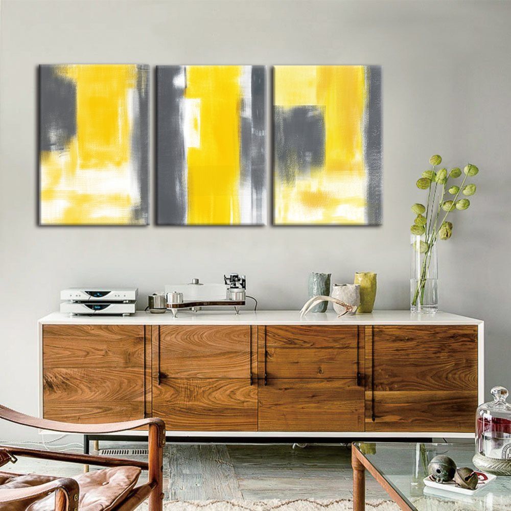 Us $4.85 49% Off|3 Panel Abstract Yellow Poster Scandinavian Canvas  Painting For Living Room Wall Picture Art Printed Modern Nordic Home  Decor In Intended For Abstract Bar And Panel Wall Decor (Photo 8 of 30)