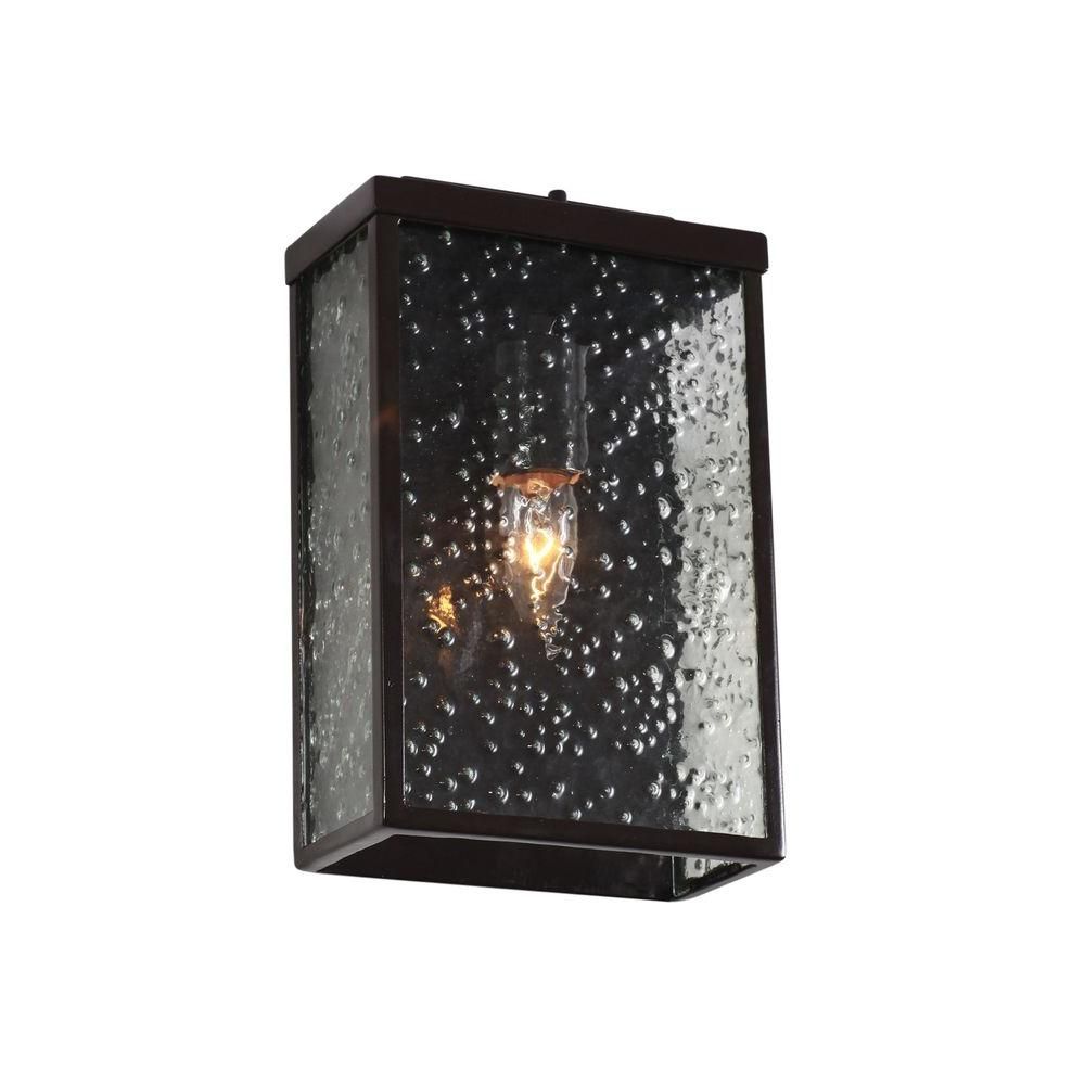Varaluz Mission You 1 Light Glossy Bronze Outdoor Wall Lantern Sconce With  Pressed Glass With Regard To Nolan 1 Light Lantern Chandeliers (View 25 of 30)