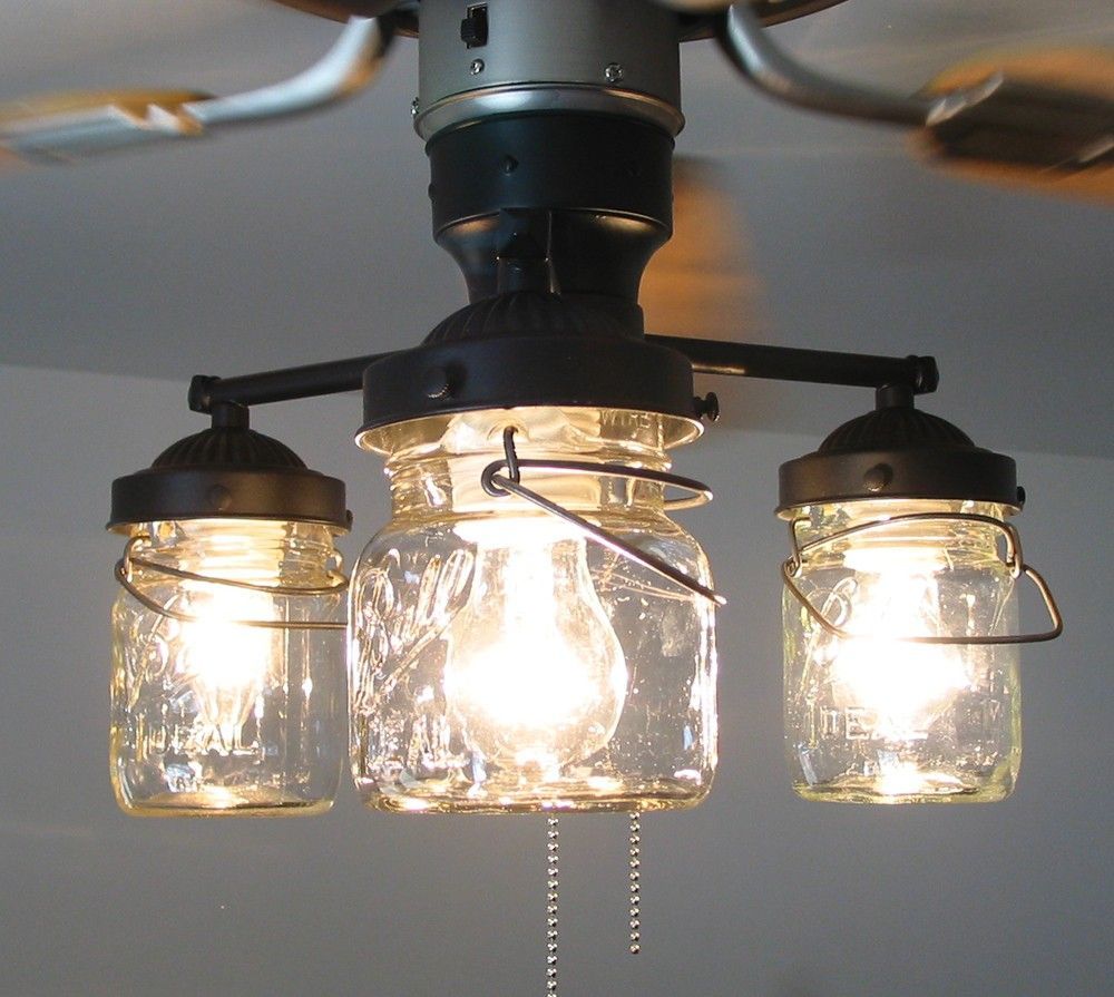 Vintage Canning Jar Ceiling Fan Light Kit. $149.00, Via Etsy Inside Sue 1 Light Single Jar Pendants (Photo 29 of 30)