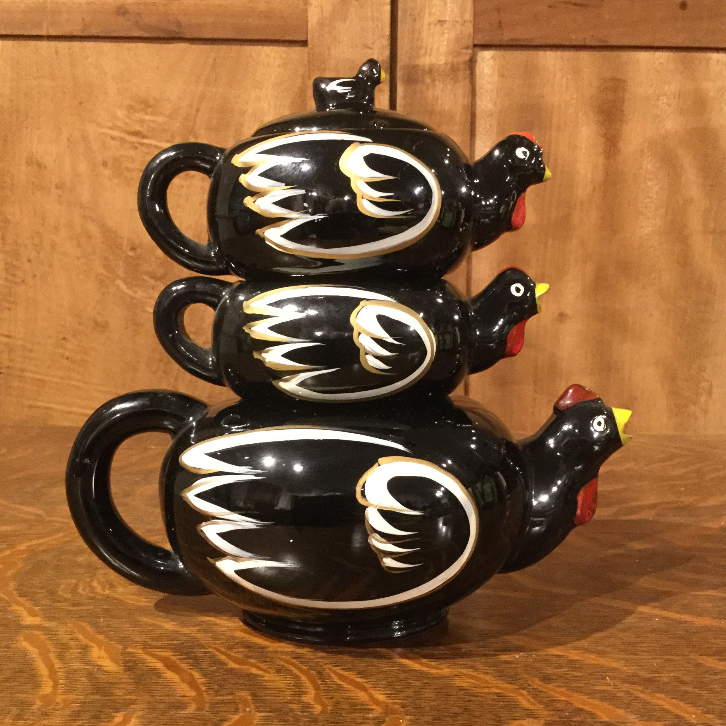 Vintage Chicken Stacking Teapots Rooster Teapot Rustic Kitchen Serving And  Decor Animal Teapot Farmhouse Kitchen Decor Ceramic Tea Pot For Decorative Three Stacked Coffee Tea Cups Iron Widget Wall Decor (Photo 28 of 30)