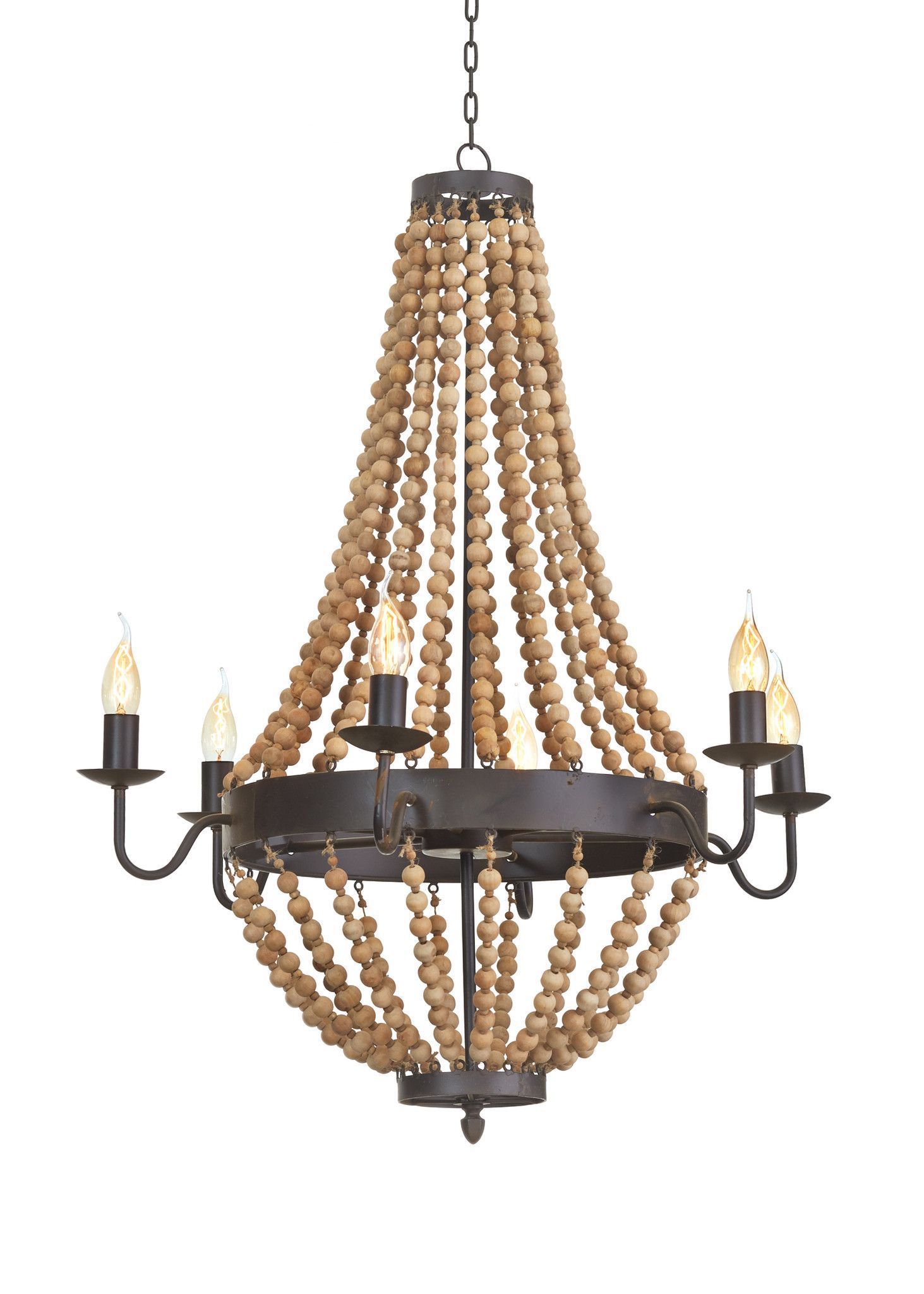 Vintage Wood Bead Chandelier | Home Styling | Wood Bead In Duron 5 Light Empire Chandeliers (View 28 of 30)