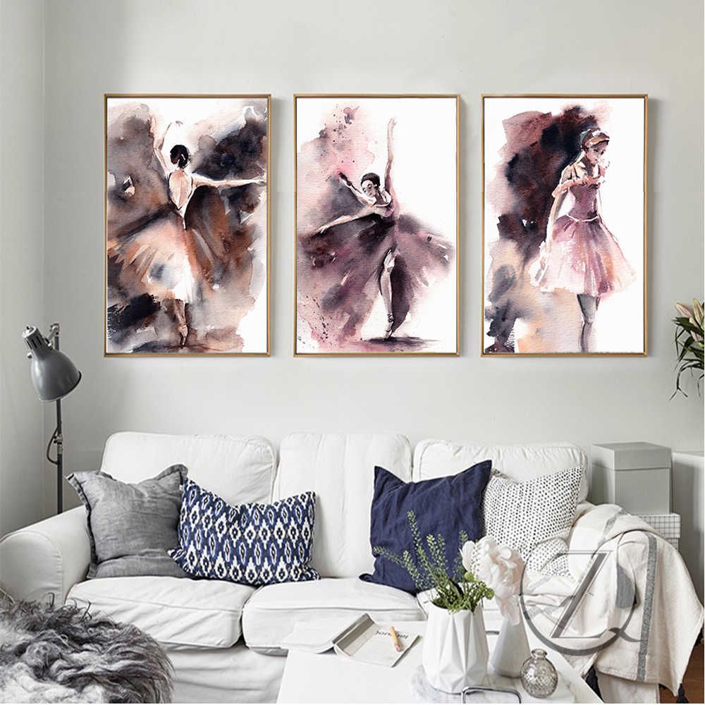 Watercolor Ballerina Wall Posters And Prints 3 Panels Ballet Throughout Dance Of Desire Wall Decor (View 26 of 30)