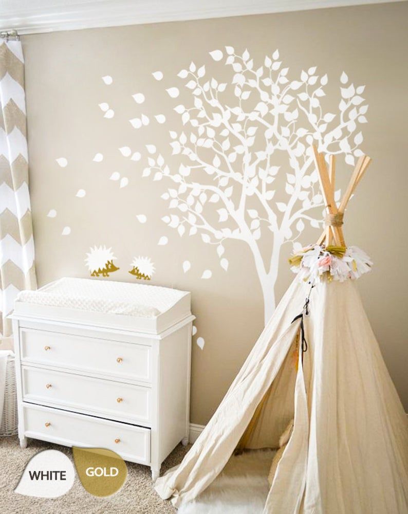 White Tree Wall Decals – Nursery Wall Decal – Large Kids Room Wall Decor  Wall Mural Sticker – Large: Approx 79" X 85" – Kc004 In Tree Wall Decor (Photo 26 of 30)