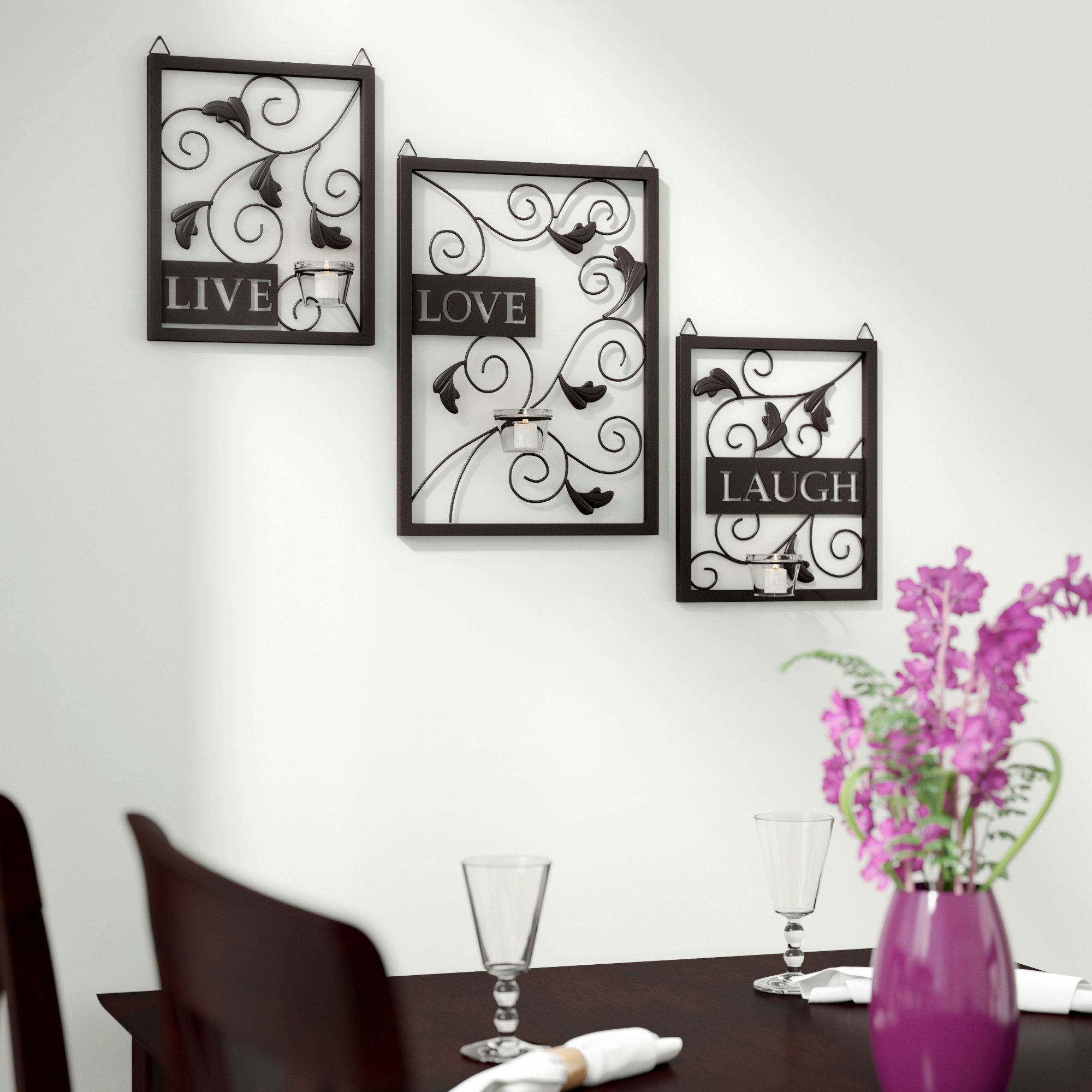Featured Photo of 2024 Latest Live Love Laugh 3 Piece Black Wall Decor Sets