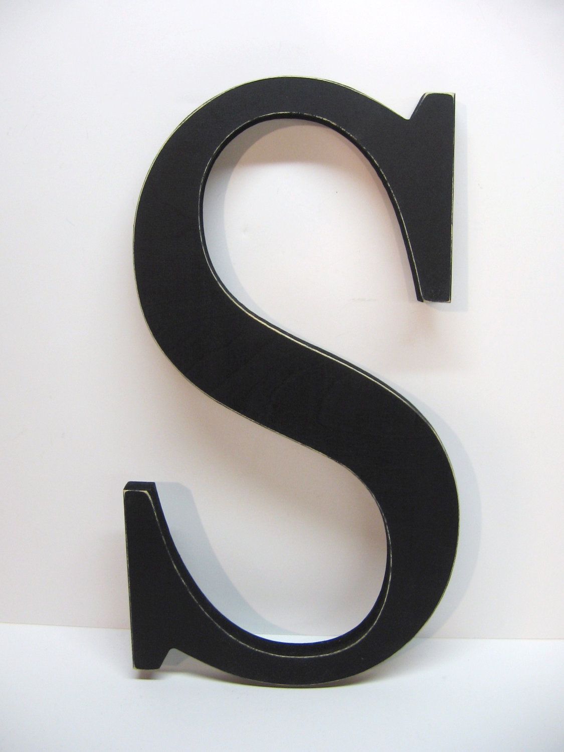 Wood Letter S Sign – 15 Inch – Painted Black – Distressed Regarding Mccue  (View 9 of 30)