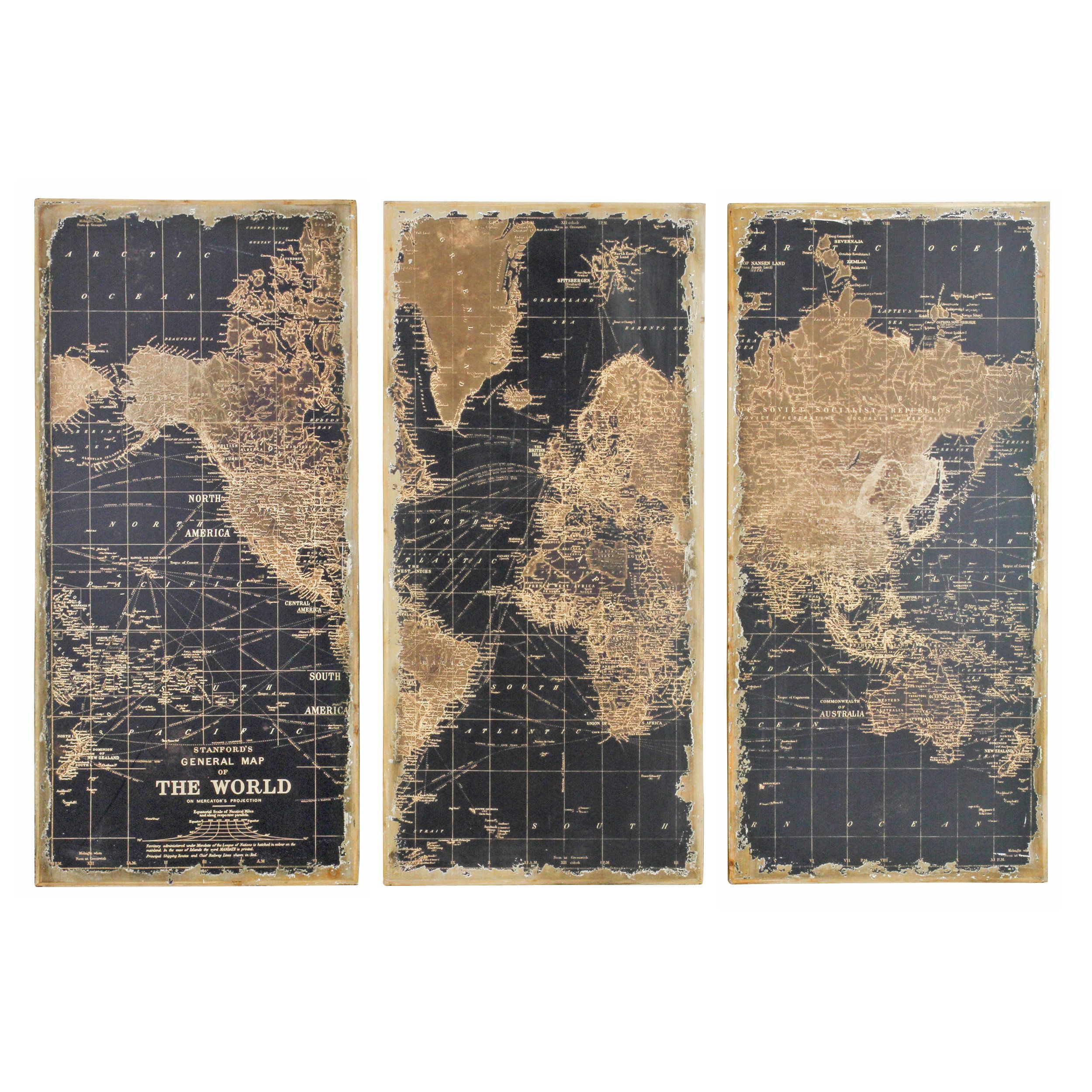 World Map Wall Art Intended For Panel Wood Wall Decor Sets (set Of 2) (Photo 29 of 30)