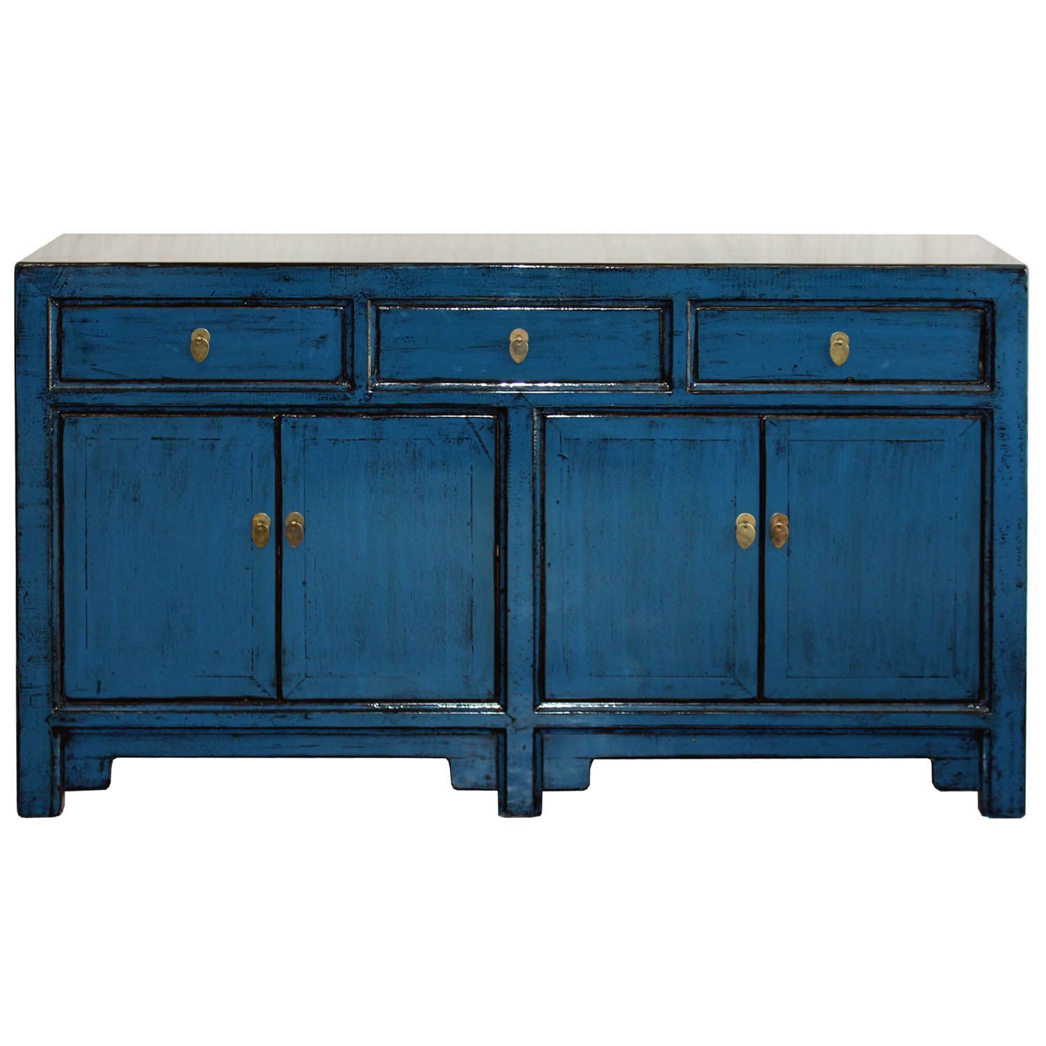 3 Drawer Blue Sideboard | Buffets And Sideboards | Sideboard In Modern Lacquer 2 Door 3 Drawer Buffets (Photo 14 of 30)
