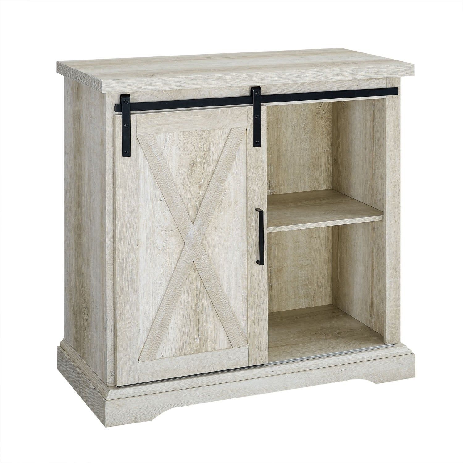 32" Rustic Farmhouse Wood Buffet With Storage Cabinet – White Oak – N/a Regarding Light White Oak Two Tone Modern Buffets (View 12 of 30)