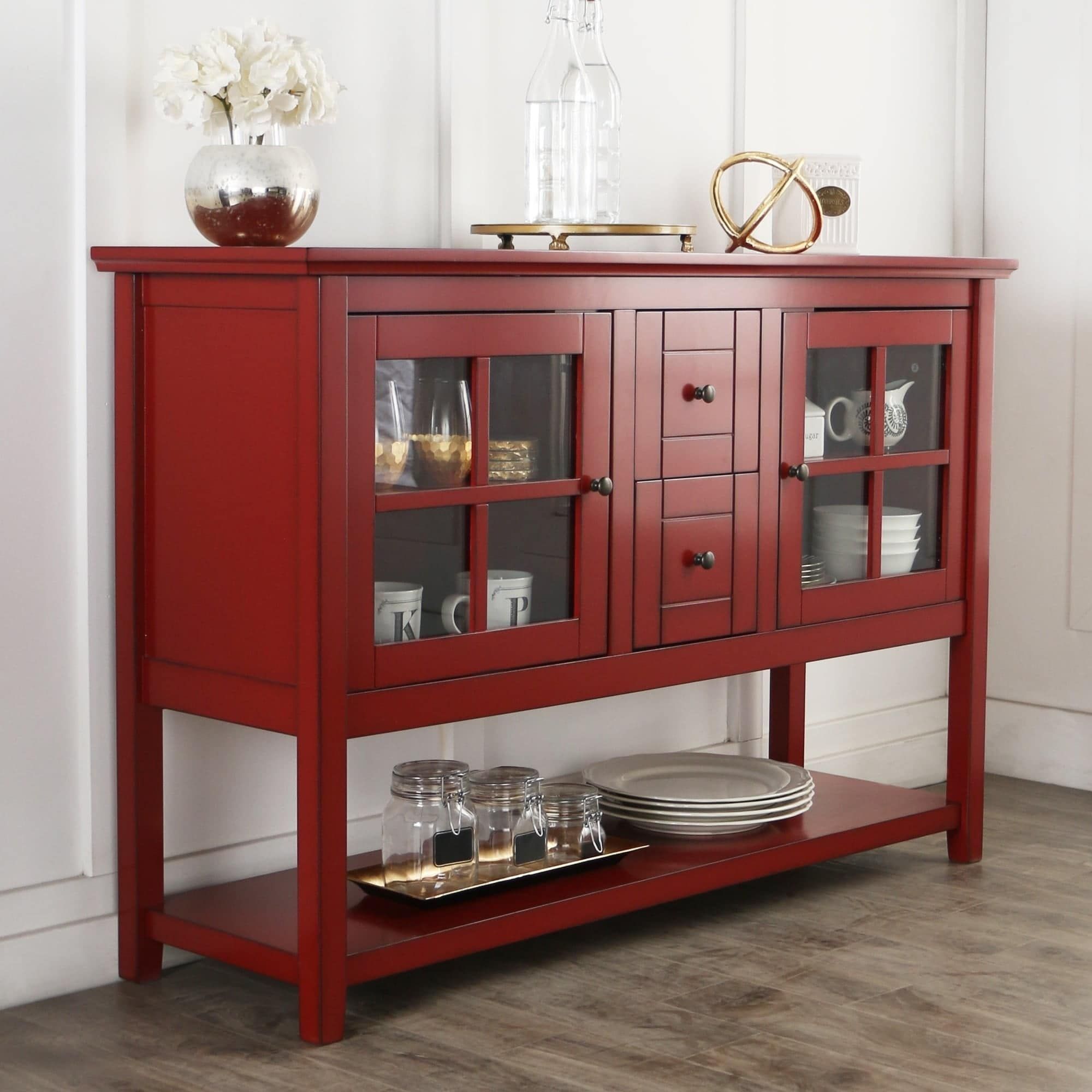 52" Buffet Tv Stand In Antique Red In 2019 | Naples Throughout Simple Living Layla Black Buffets (View 23 of 30)