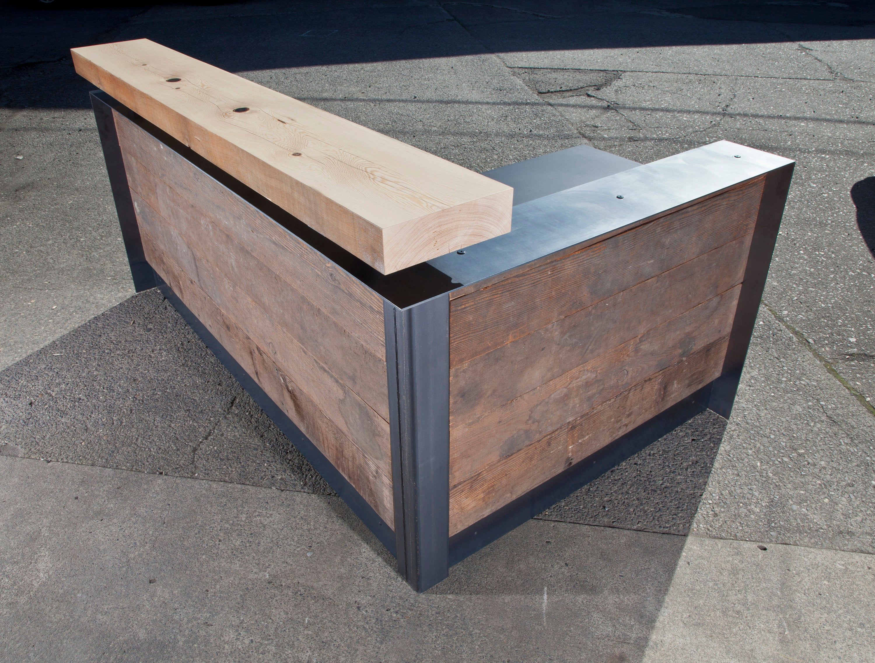 Ada Reclaimed Reception Desk With Full Metal Wrap Pertaining To Festival Eclipse Credenzas (View 29 of 30)