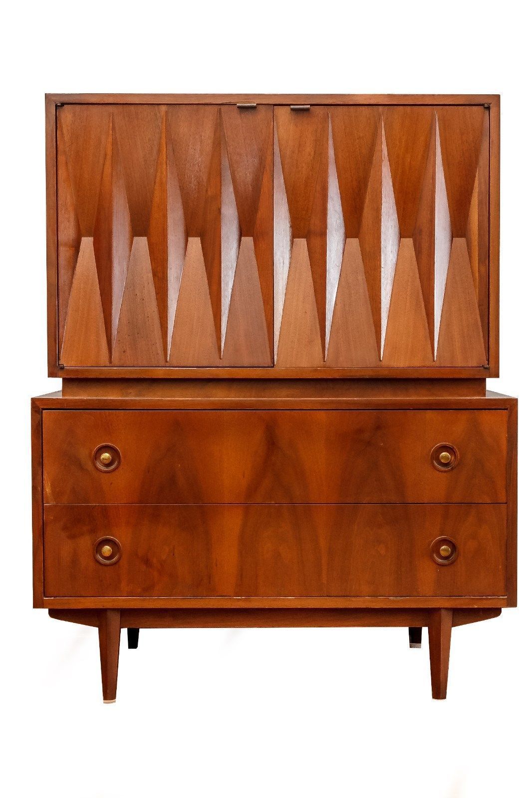 Albert Parvin Attributed; Walnut Cabinetamerican Of Throughout Botanical Harmony Credenzas (View 14 of 30)