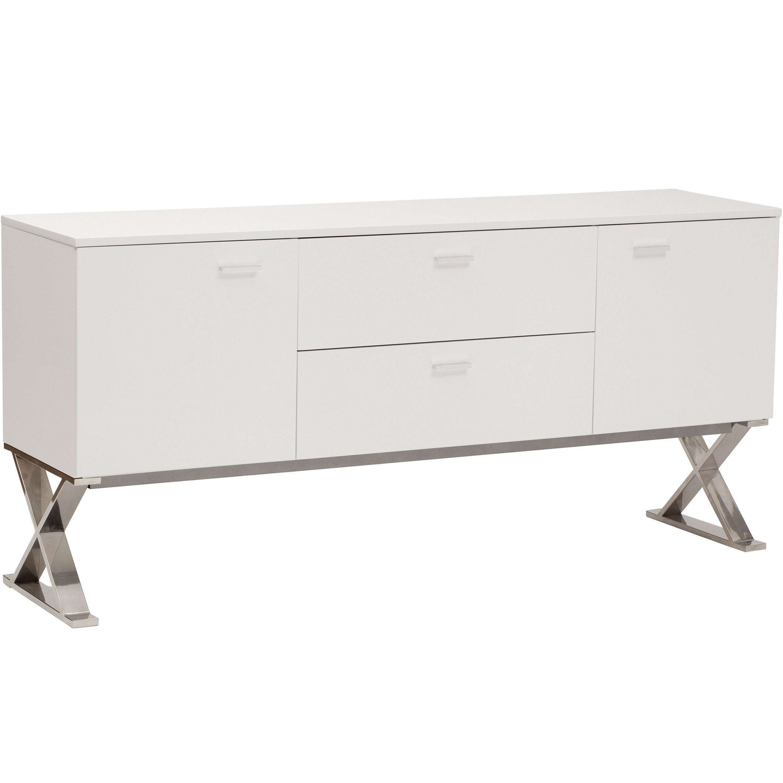 Alexa Buffet, White/polished Stainless Base | Dining For Emiliano Sideboards (View 8 of 30)