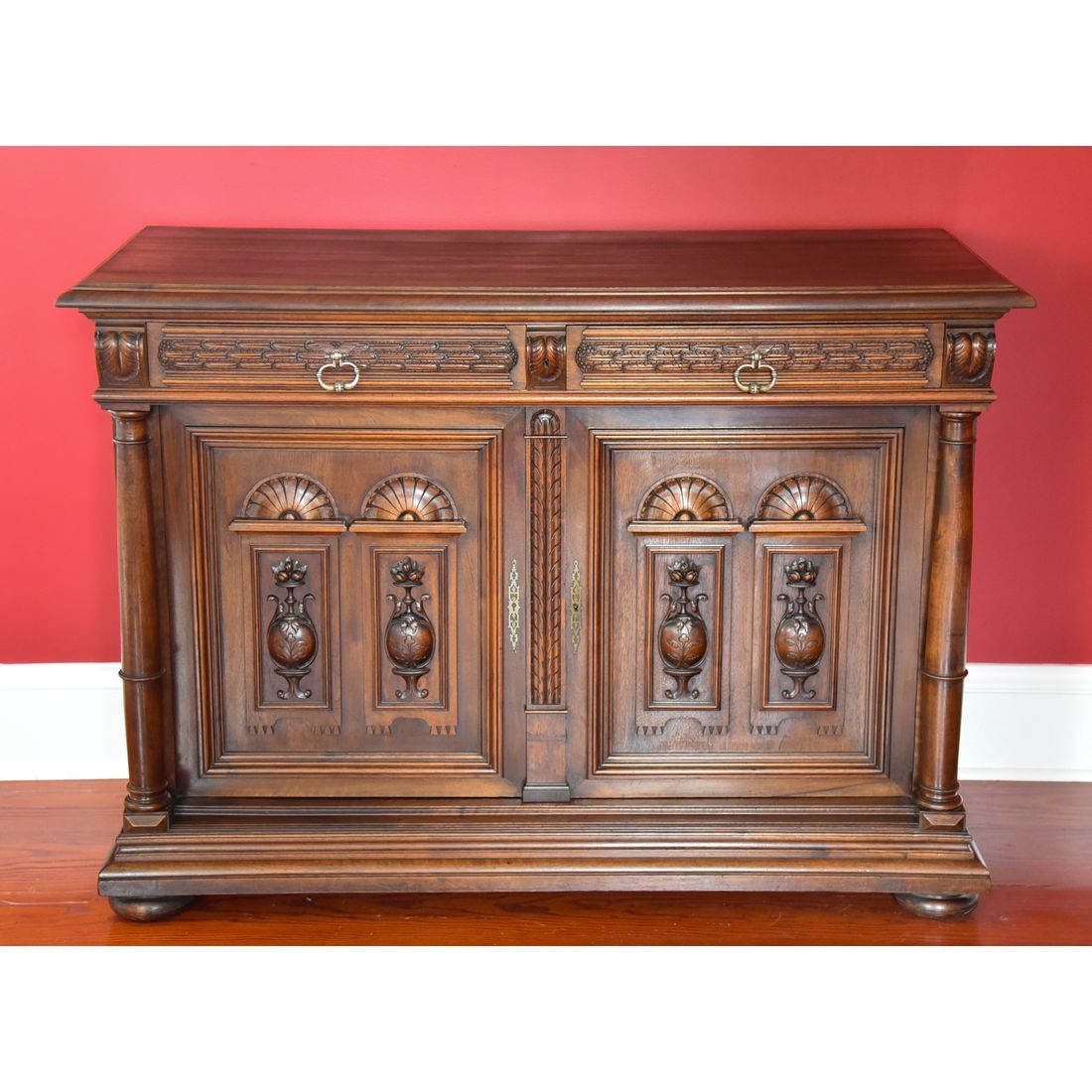 Antique French Carved Walnut Geometric Renaissance Style Buffet Dresser Within White Geometric Buffets (View 18 of 30)