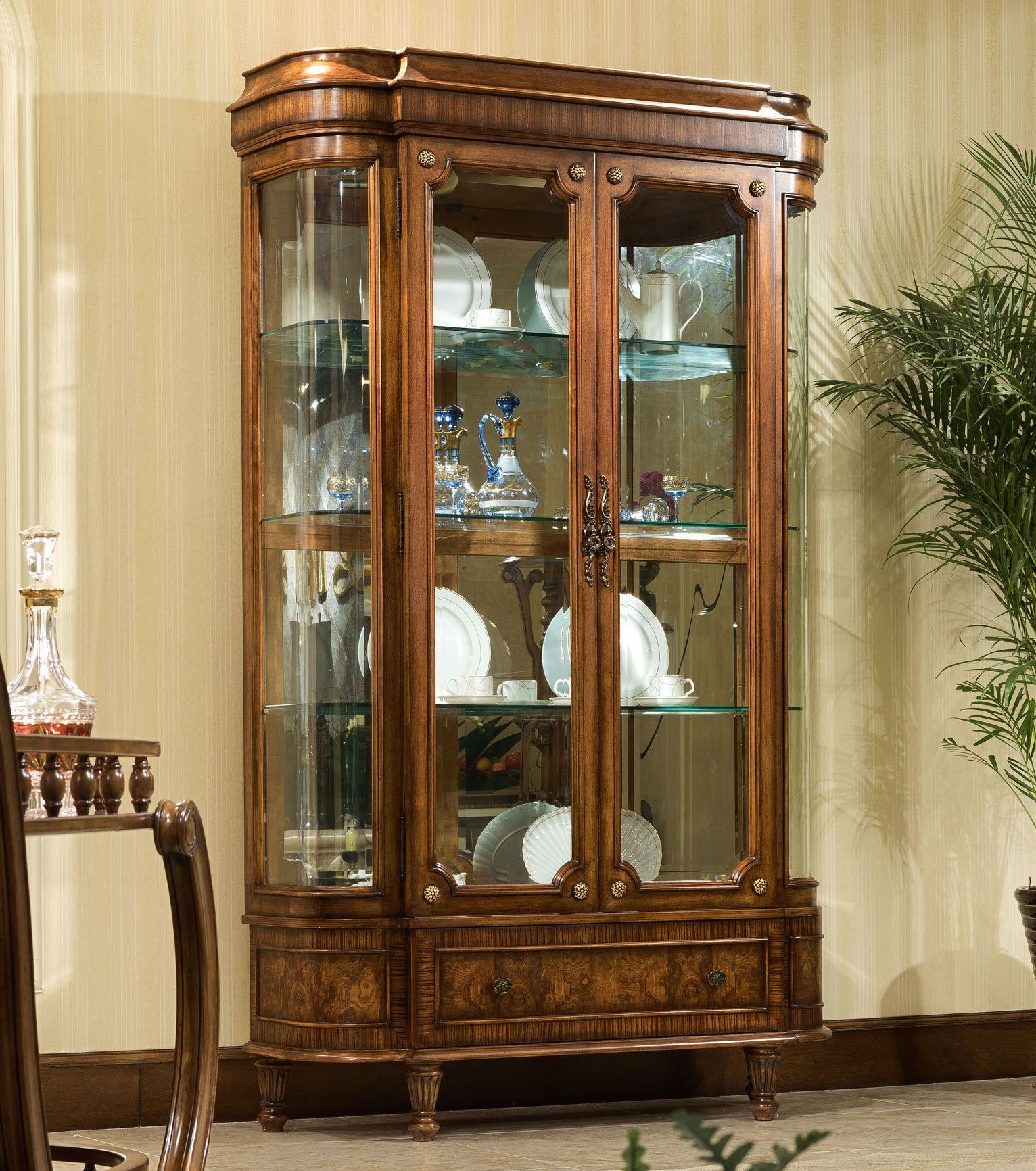 Ascot Curio China Cabinet | Orleans International Furniture Intended For Wooden Curio Buffets With Two Glass Doors (View 12 of 30)