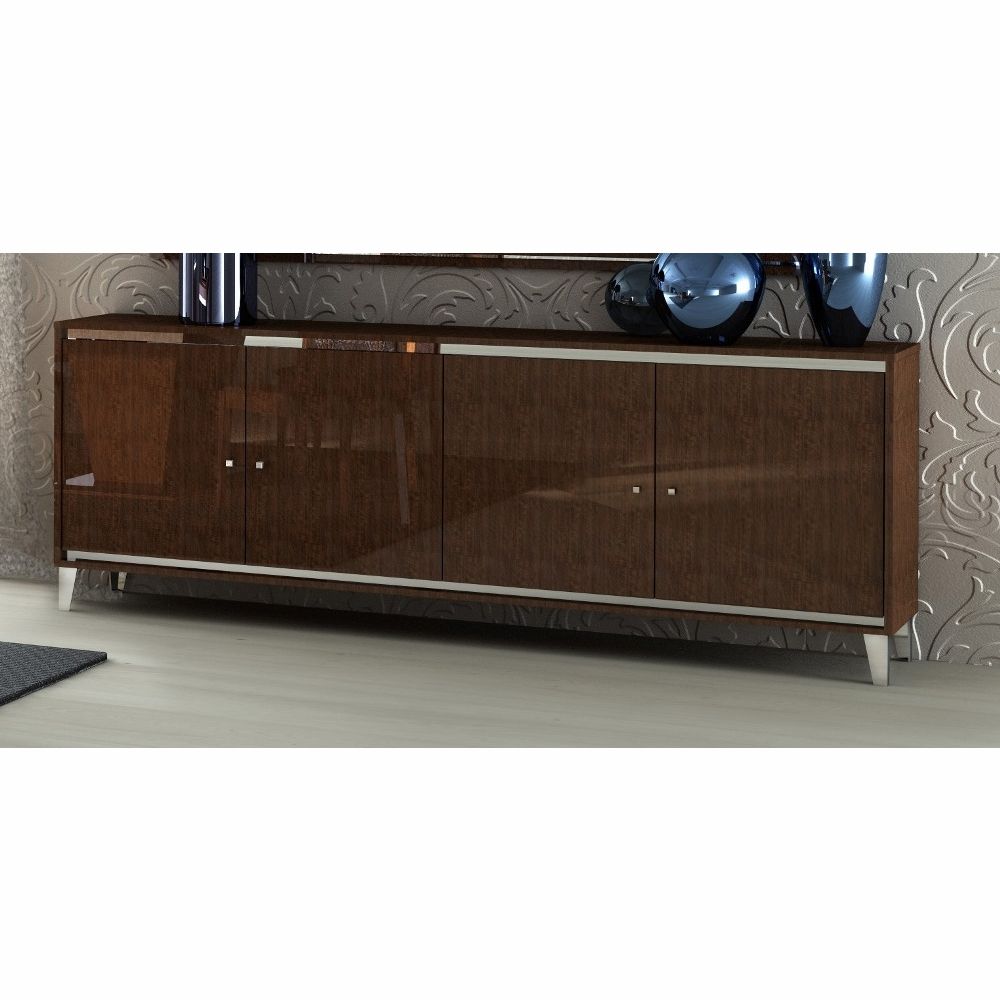Athome Usa – Caprice 4/drawer Buffet In Walnut Lacquer Finish – Cadnob400 Throughout 4 Door Lacquer Buffets (Photo 7 of 30)