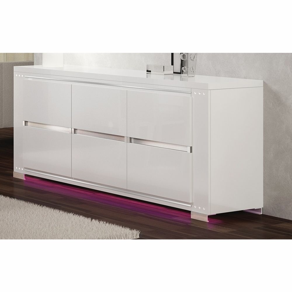 Athome Usa – Elegance Diamond 3/drawer Buffet (optional Light) In White  Lacquer Finish – Eddwhb301 Intended For Modern Lacquer 2 Door 3 Drawer Buffets (Photo 8 of 30)