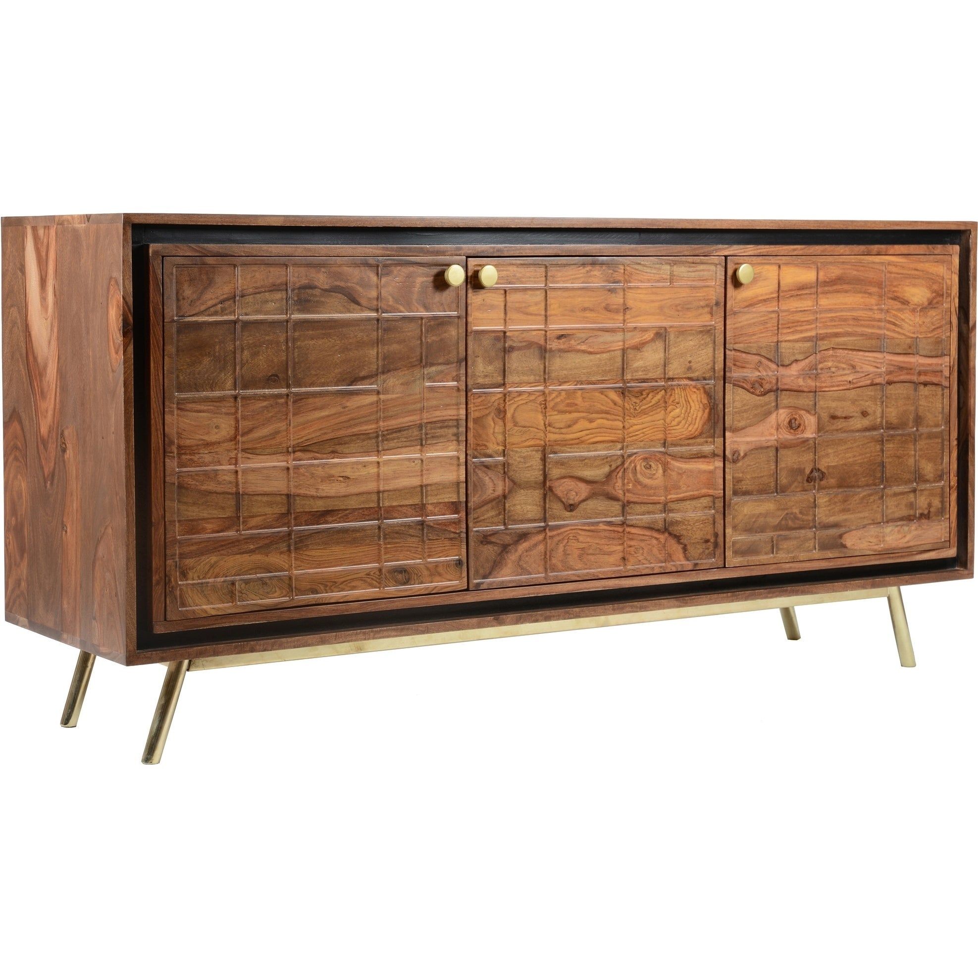 Aurelle Home Othello Brass & Wood Mid Century Modern Sideboard – 30" X 59"  X 18" For Mid Century Brown Sideboards (View 24 of 30)
