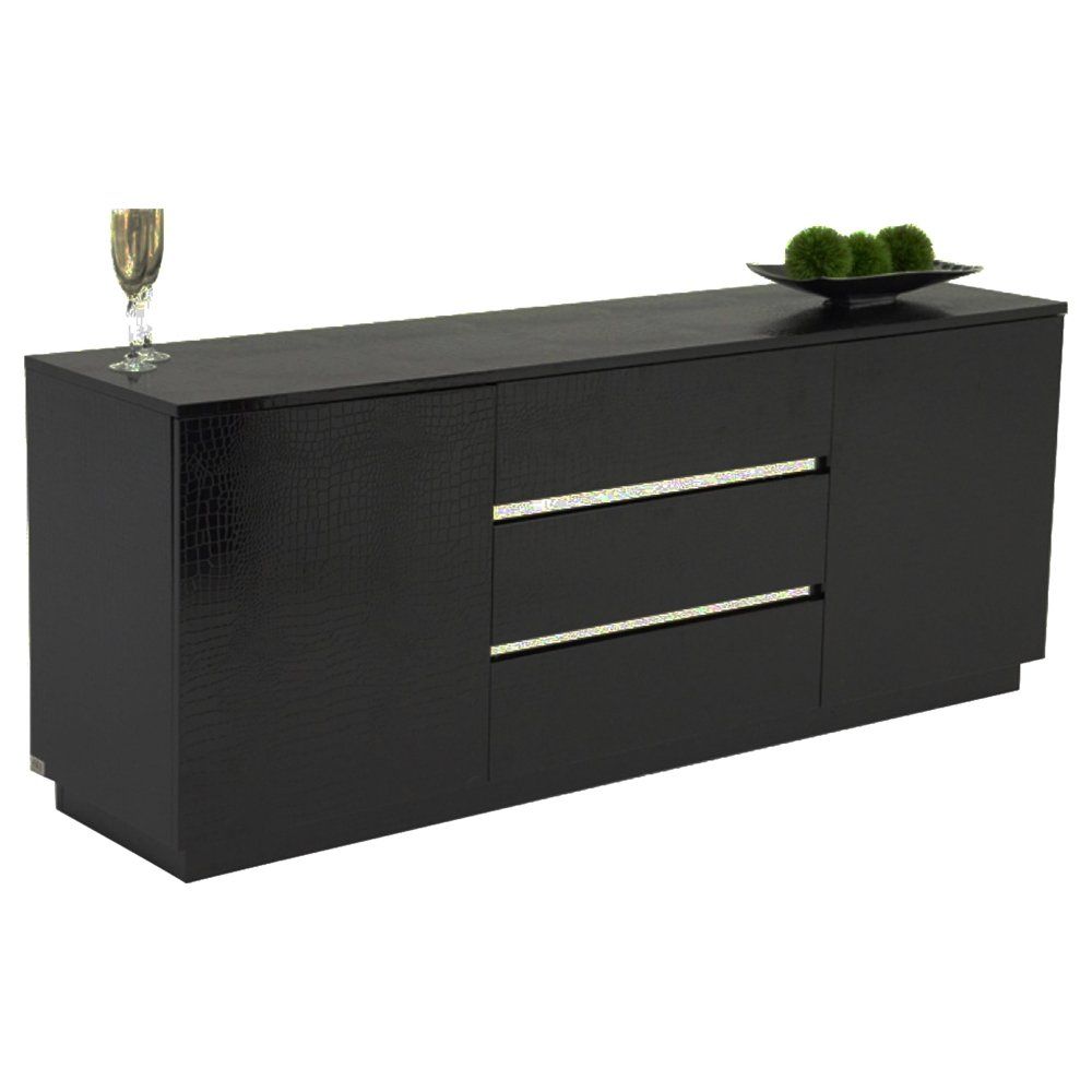 Ax Skyline Modern Buffet 3 Drawers 2 Doors Black Ryan's Within Modern Lacquer 2 Door 3 Drawer Buffets (View 5 of 30)