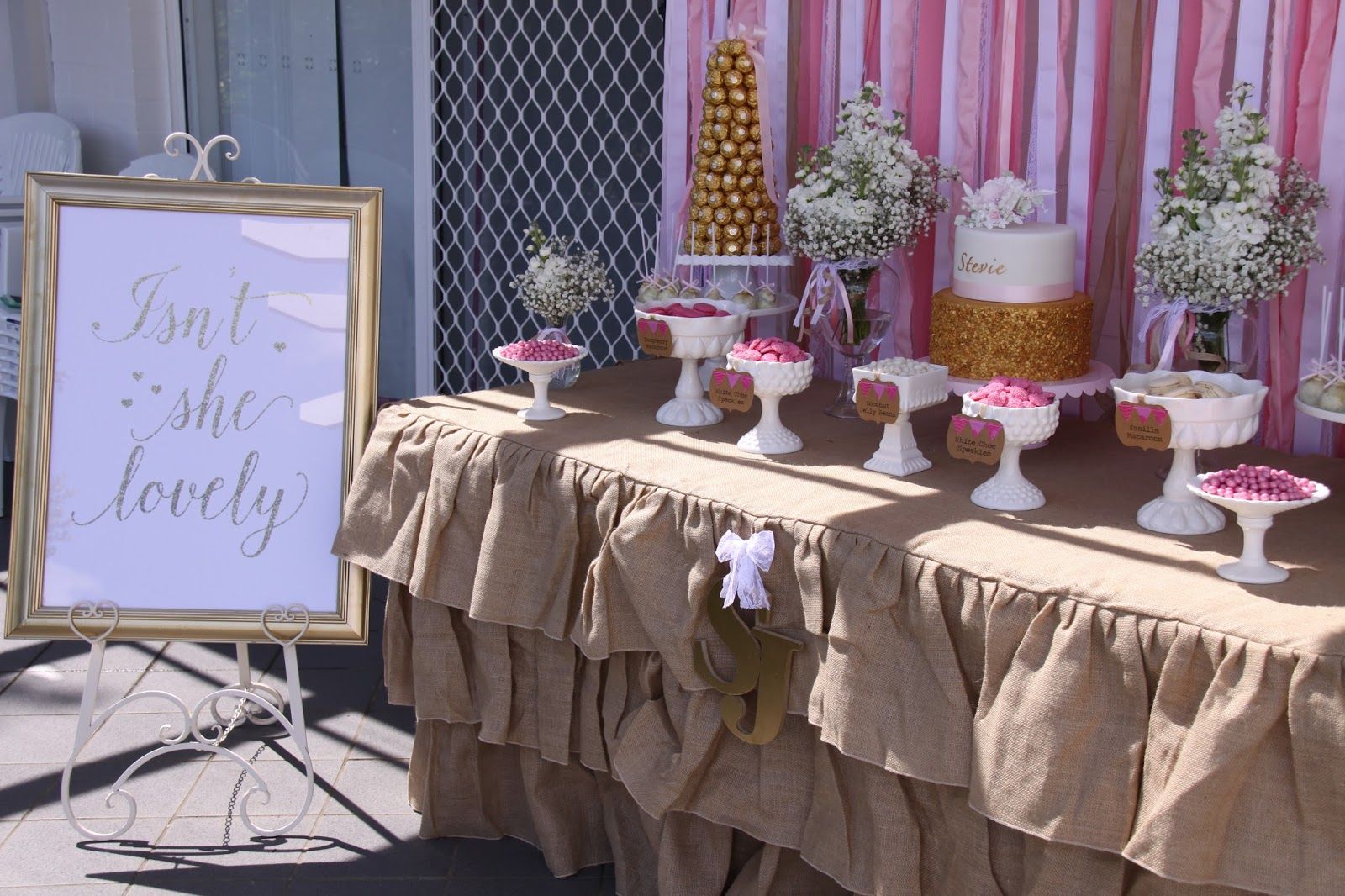 Beautiful Pink And Gold Christeningmemories Are Sweet With Regard To Pink And White Geometric Buffets (Photo 13 of 30)
