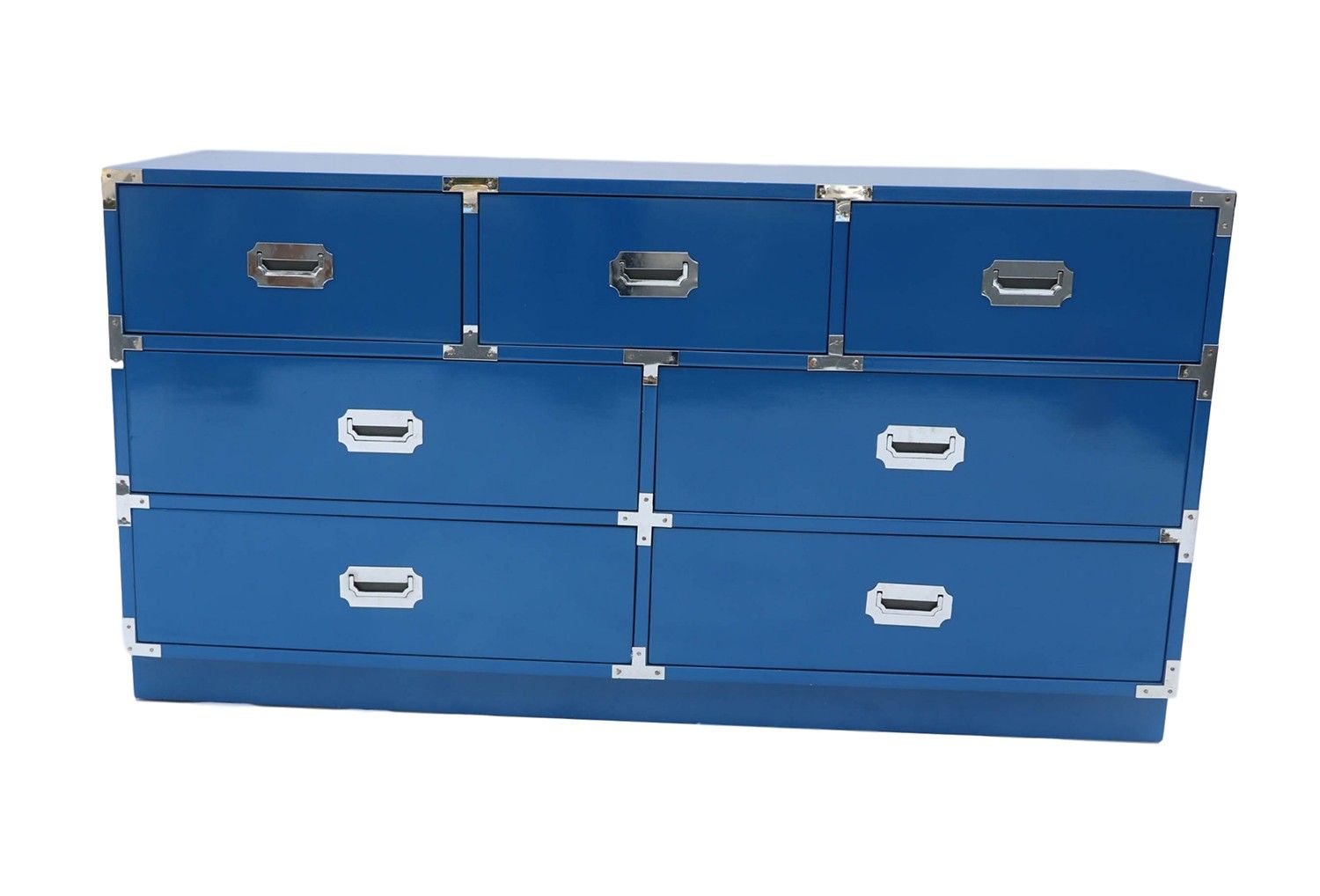 Bernhardt Mid Century Blue Campaign Dresser Credenza – Within Blue Stained Glass Credenzas (View 16 of 30)