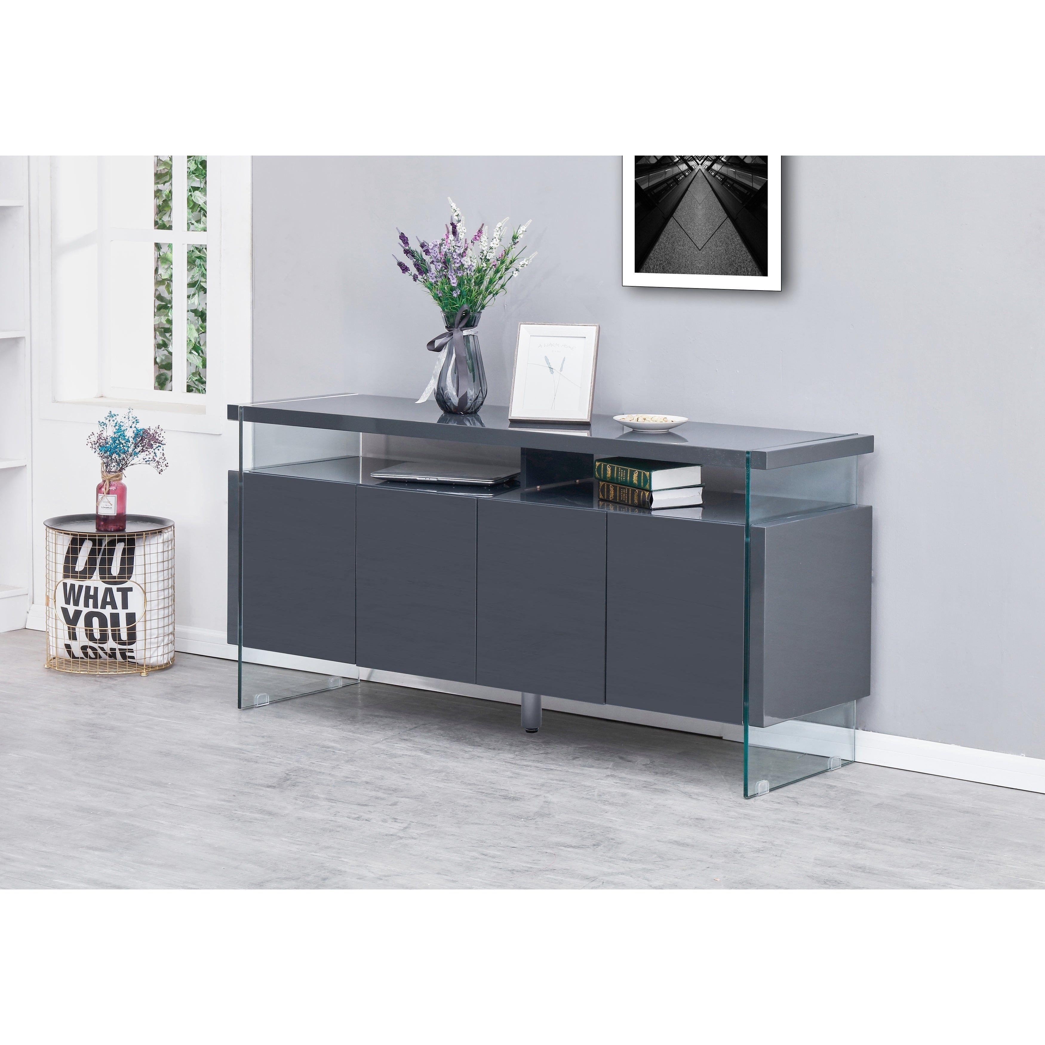 Best Quality Furniture 4 Door Lacquer Buffet Server Inside Modern Lacquer 2 Door 3 Drawer Buffets (View 7 of 30)