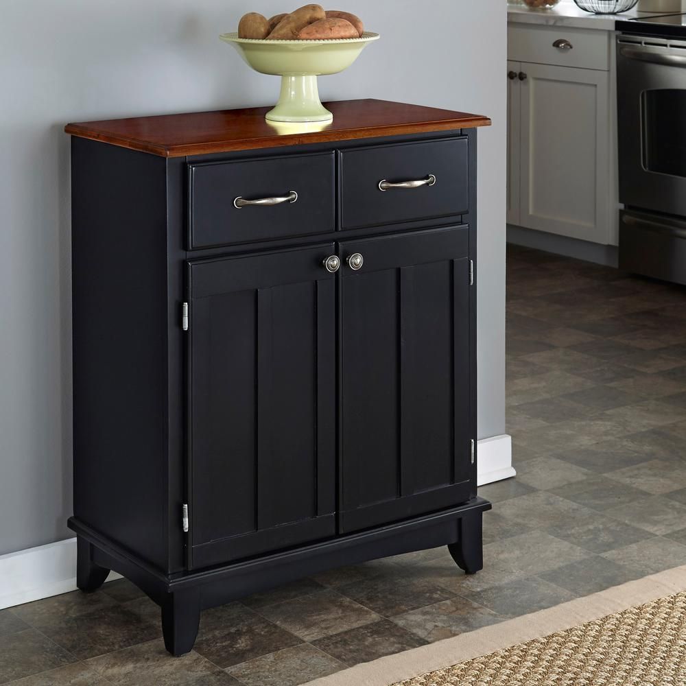Black And Cottage Oak Buffet With Storage In Black Hutch Buffets With Stainless Top (Photo 7 of 30)