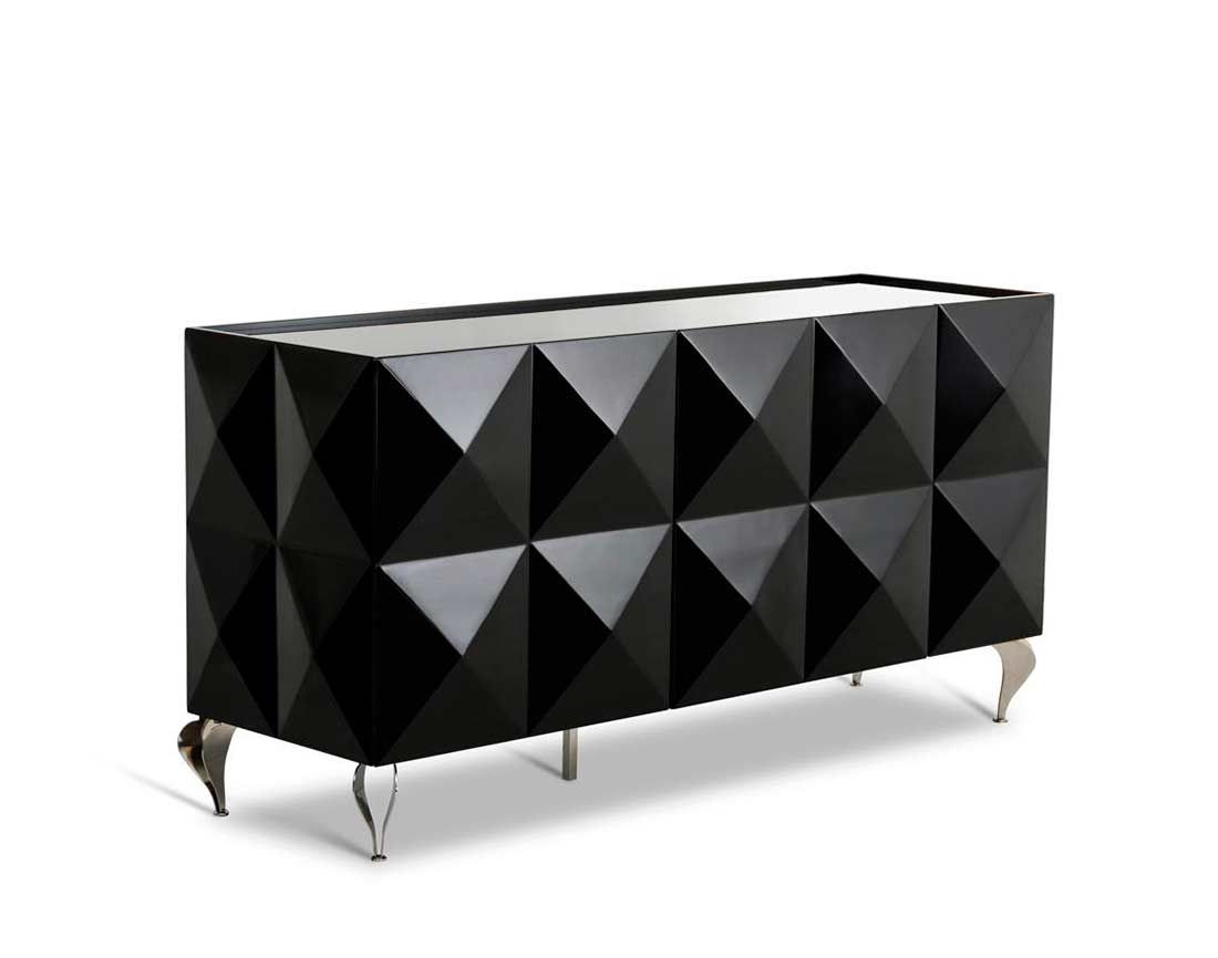 Black Lacquer High Gloss Buffet Vg504 | Modern Buffets With Regard To 4 Door Lacquer Buffets (View 26 of 30)