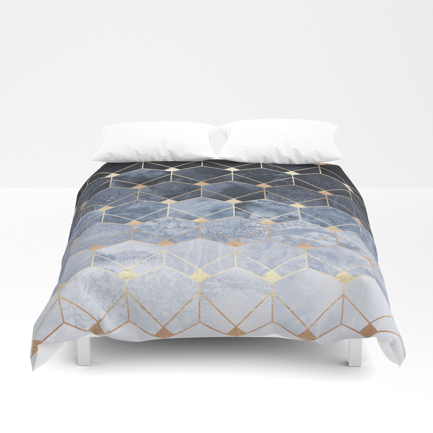Blue Hexagons And Diamonds Duvet Cover With Regard To Blue Hexagons And Diamonds Credenzas (Photo 23 of 30)