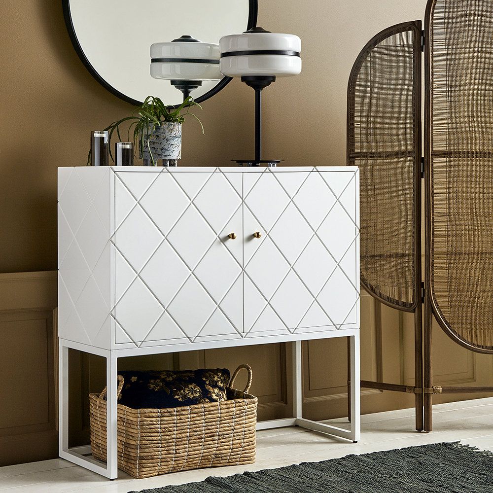 Buffet Squares Two Door Cabinet – White Within Mirrored Double Door Buffets (View 11 of 30)