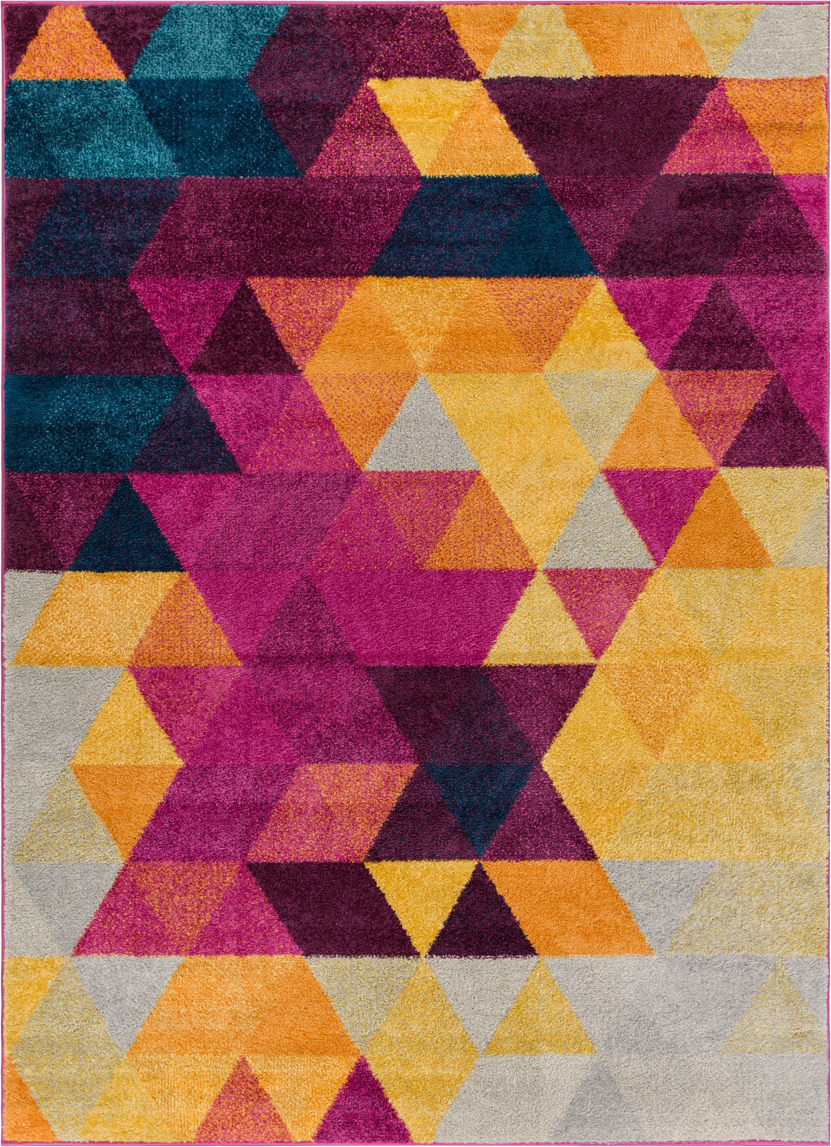 Bunce Mid Century Modern Geometric Triangle Pink/yellow Area Rug Pertaining To Pink And White Geometric Buffets (Photo 30 of 30)