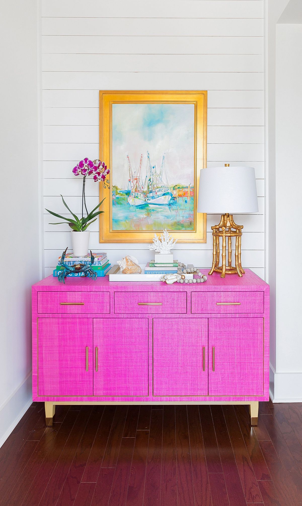 Carmen Grasscloth Credenza – Pink | Charleston Blonde Within Purple Floral Credenzas (Photo 28 of 30)