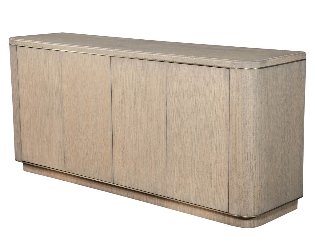 Carrocel Custom Cerused Oak Sideboard Buffet With Brass Accents In Grey Wooden Accent Buffets (View 22 of 30)