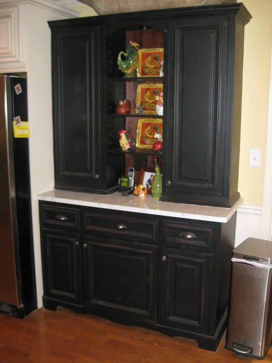 Chalk Painted Kitchen Buffet Cheap And Easy Makeover For Black Hutch Buffets With Stainless Top (Photo 21 of 30)