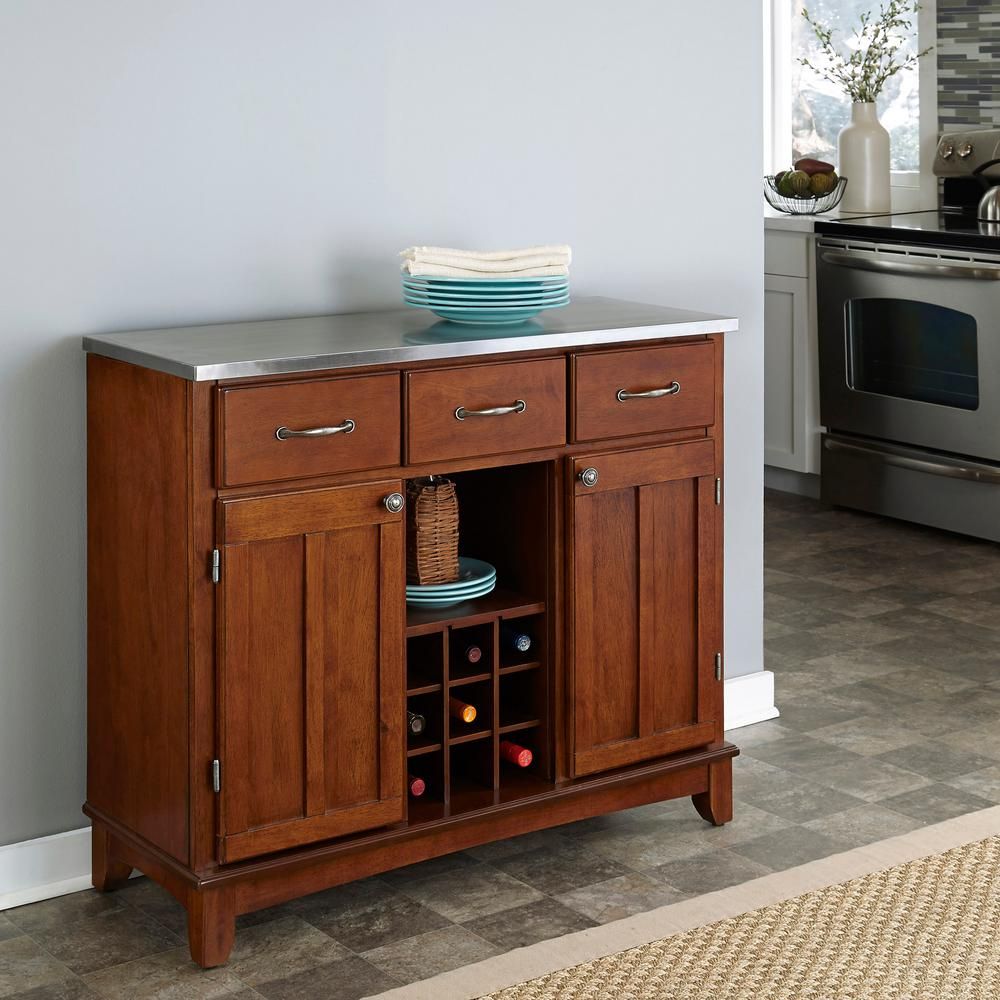 Cherry And Natural Buffet With Wine Storage Throughout Buffets With Cherry Finish (View 1 of 30)