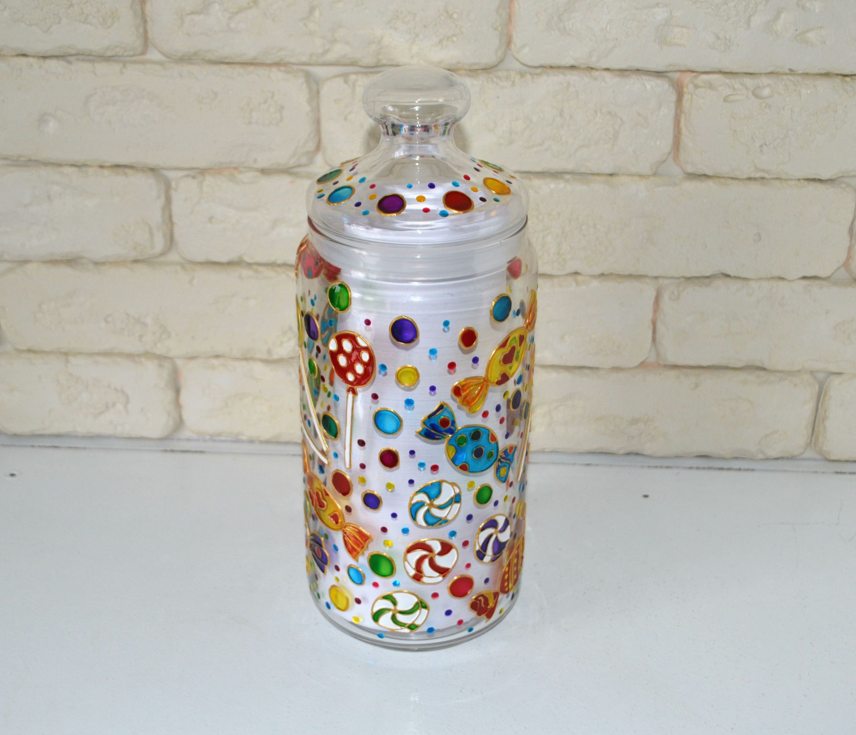 Cookie Jar Candy Buffet Jar Kitchen Canisters Kitchen Pots Storage Tea  Coffee Canister Custom Storage Pots Glass Kitchen Jar Hand Painted Intended For Buffets With Bottle And Glass Storage (Photo 27 of 30)