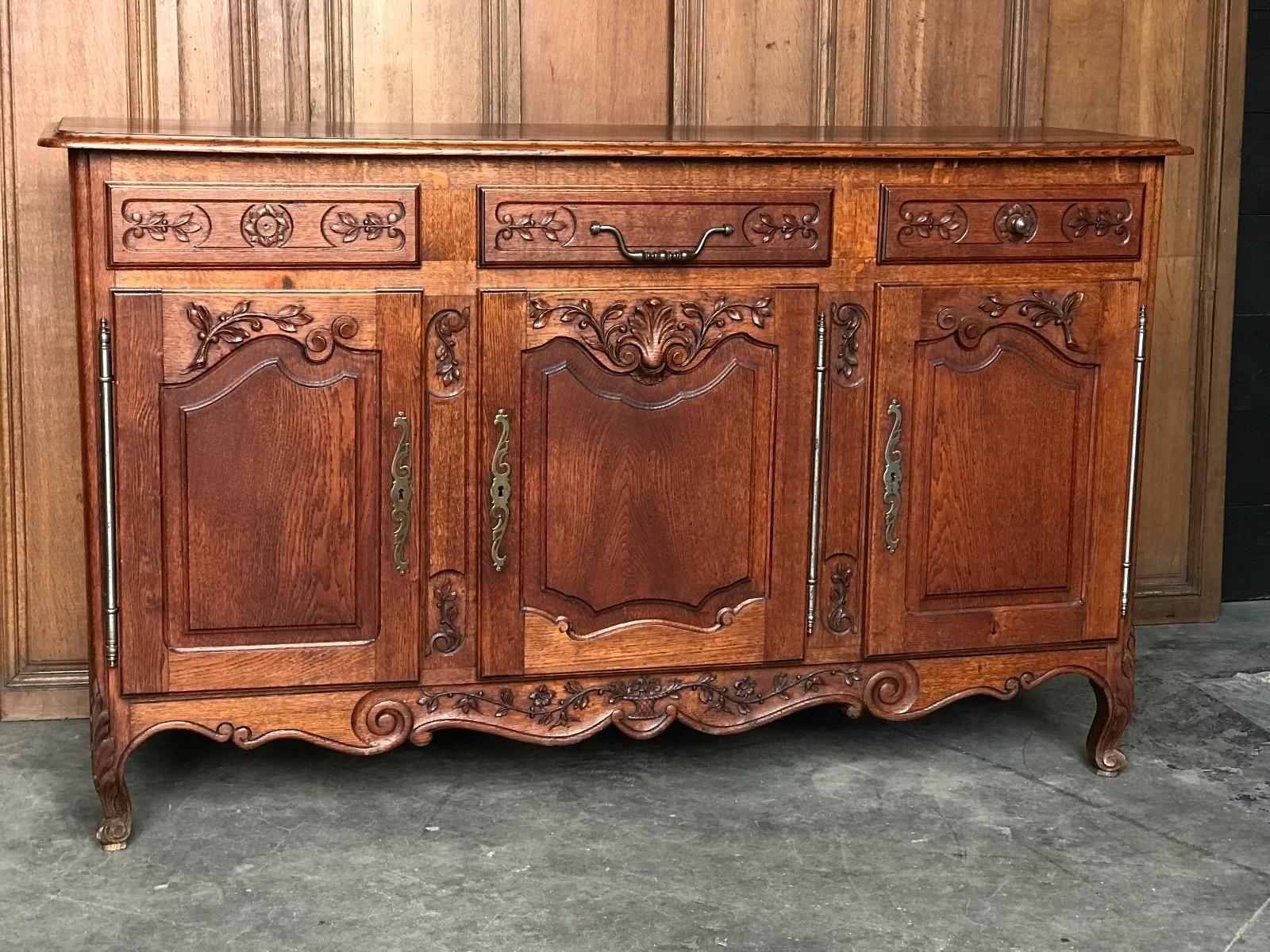 Country French Oak Carved Buffet – Sold – Antiques & Furniture Throughout French Oak Buffets (View 11 of 30)