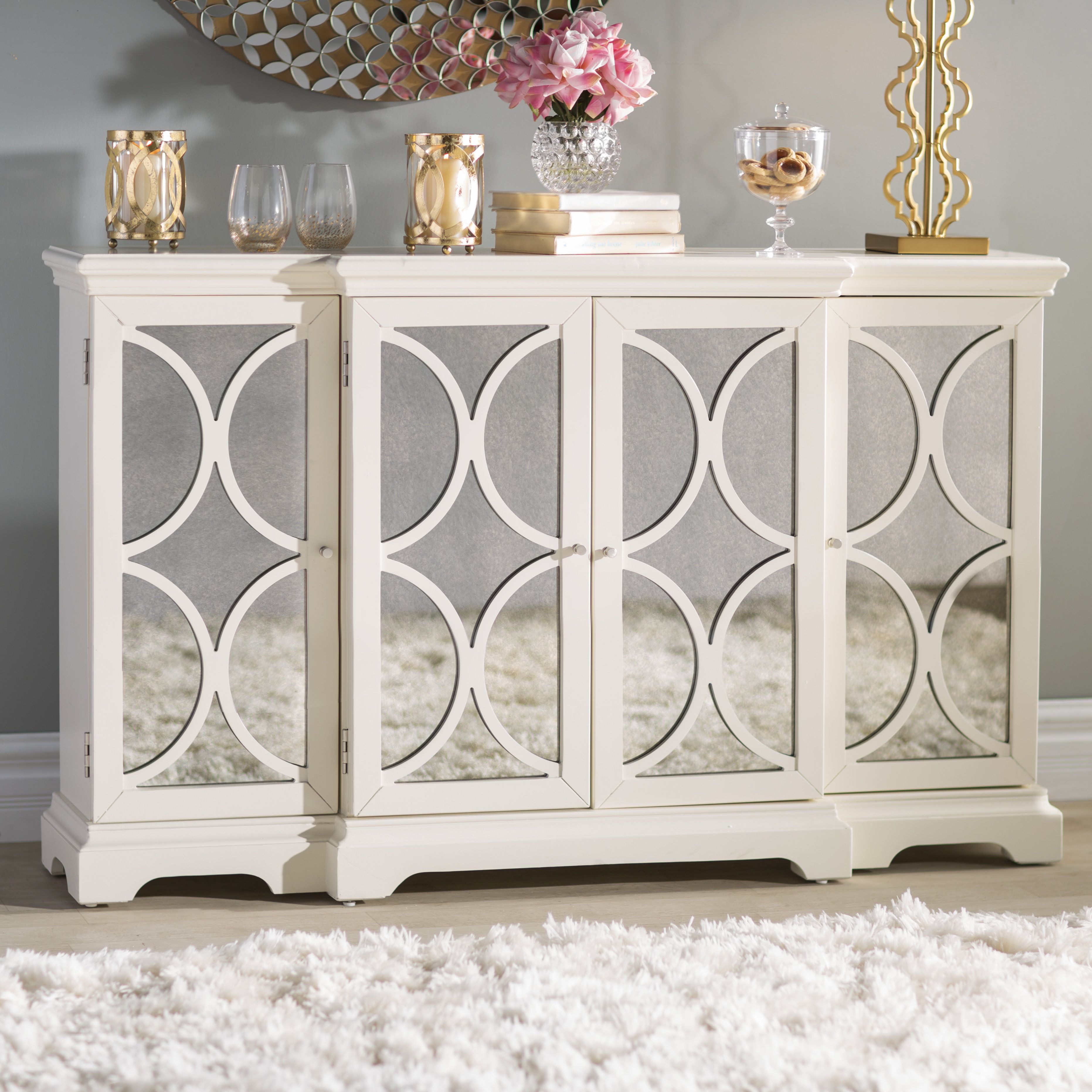 Cream Credenza | Wayfair Pertaining To Pale Pink Agate Wood Credenzas (View 12 of 30)