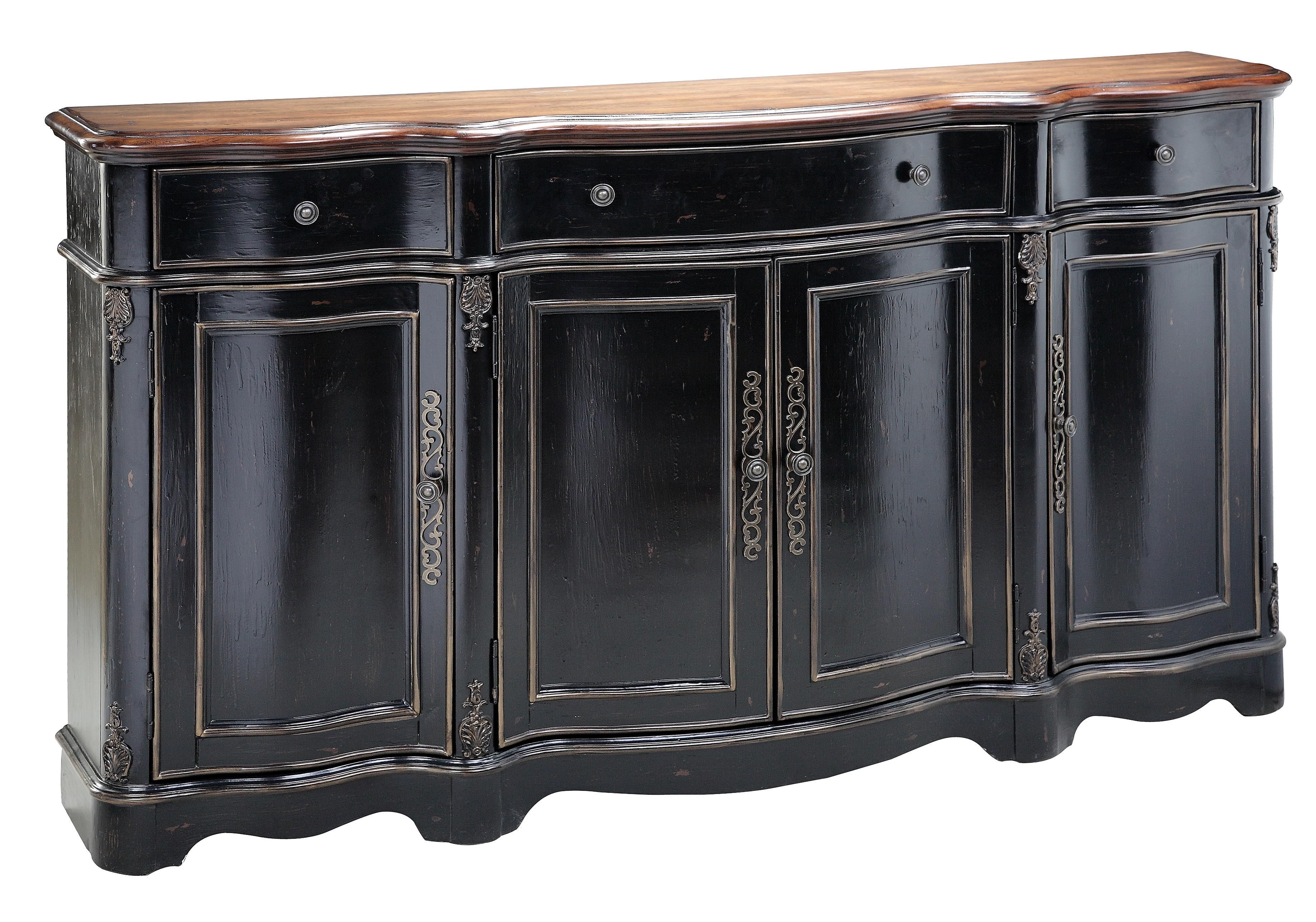 Credenzas 4 Door Black Credenza With Wood Topstein World Within Knoxville Sideboards (View 6 of 30)