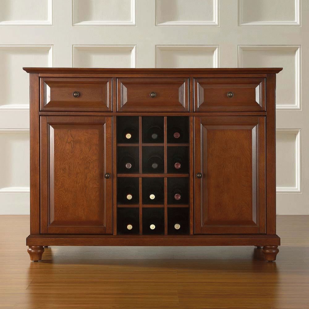 Crosley Cambridge Buffet Server / Sideboard Cabinet With Wine Storage In  Classic Cherry Finish For Buffets With Cherry Finish (View 19 of 30)