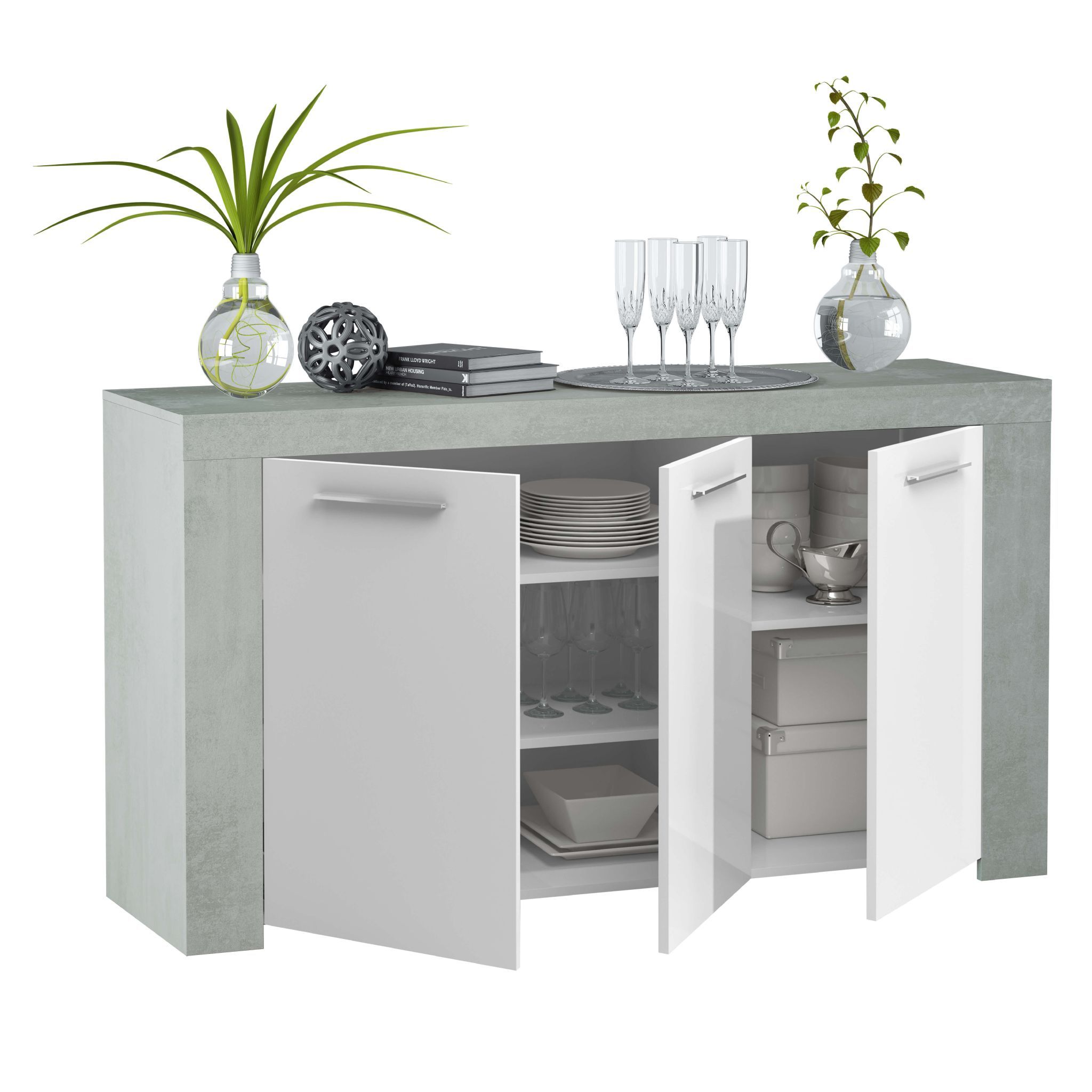 Cubo Grey And White Sideboard – Sale At Furniturefactor Throughout White And Grey Sideboards (Photo 26 of 30)