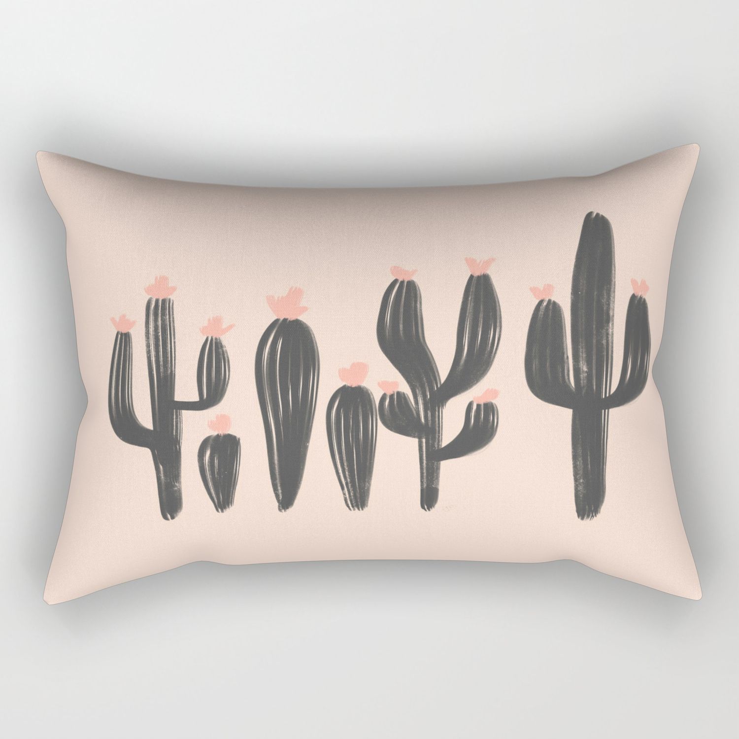 Cute Southwestern Cacti Illustration On Pink Rectangular Pillow Pertaining To Southwest Pink Credenzas (View 18 of 30)