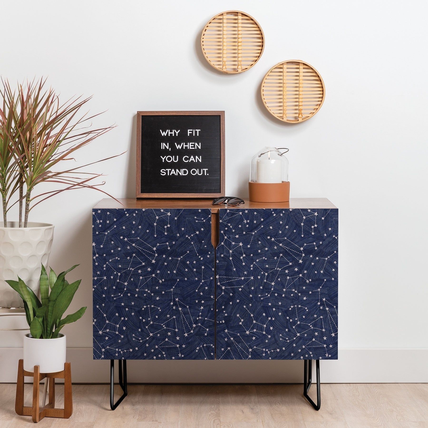 Deny Designs Nights Sky In Navy Credenza (birch Or Walnut, 2 Leg Options) Pertaining To Bluetrellis Credenzas (View 4 of 30)