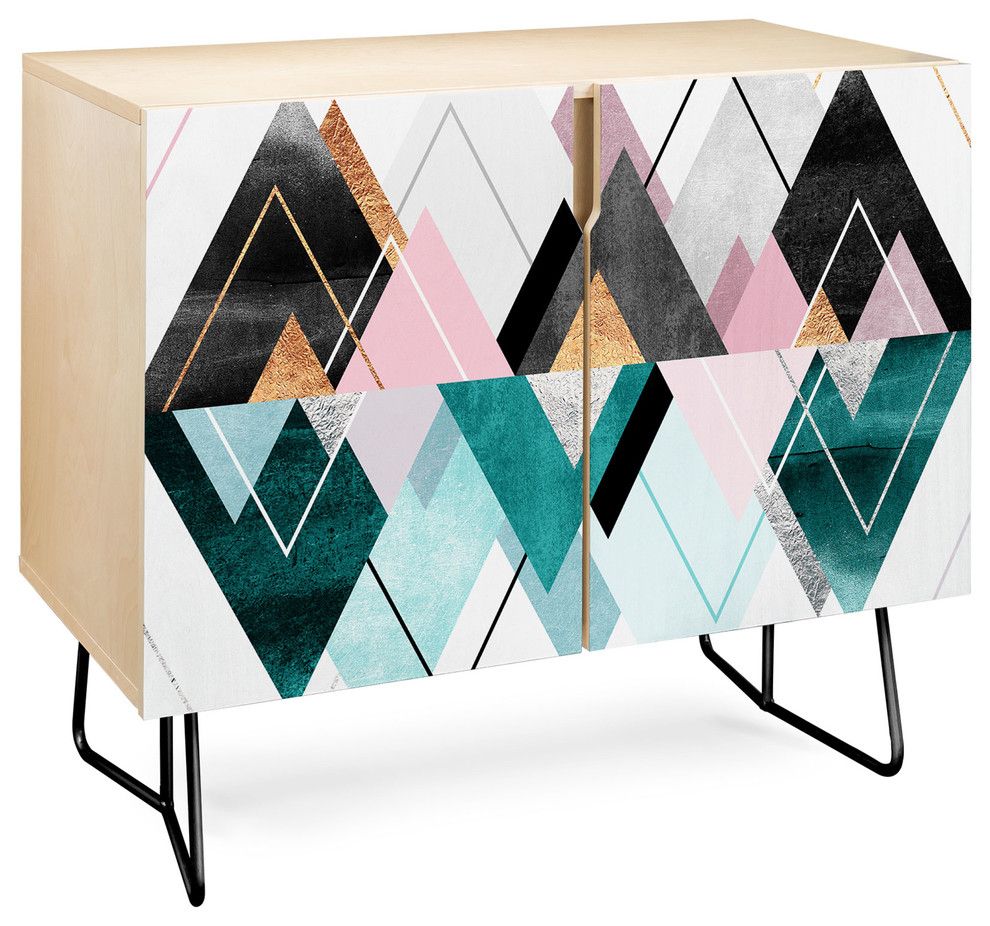 Deny Designs Nordic Seasons Credenza, Birch, Black Steel Legs For Turquoise Skies Credenzas (View 26 of 30)