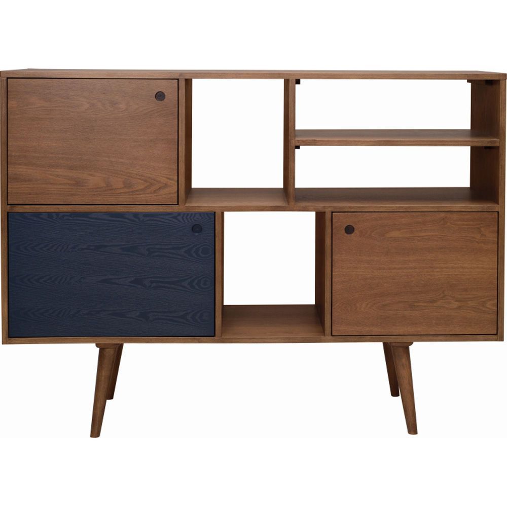 Details About Locke Tall Sideboard In Cocoa & Marine Blue With Dowler 2 Drawer Sideboards (View 18 of 30)