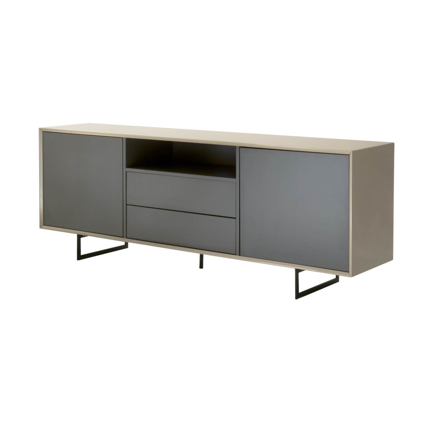 Emily High Gloss Mocha Buffet With White Wood And Chrome Metal High Gloss Buffets (View 27 of 30)